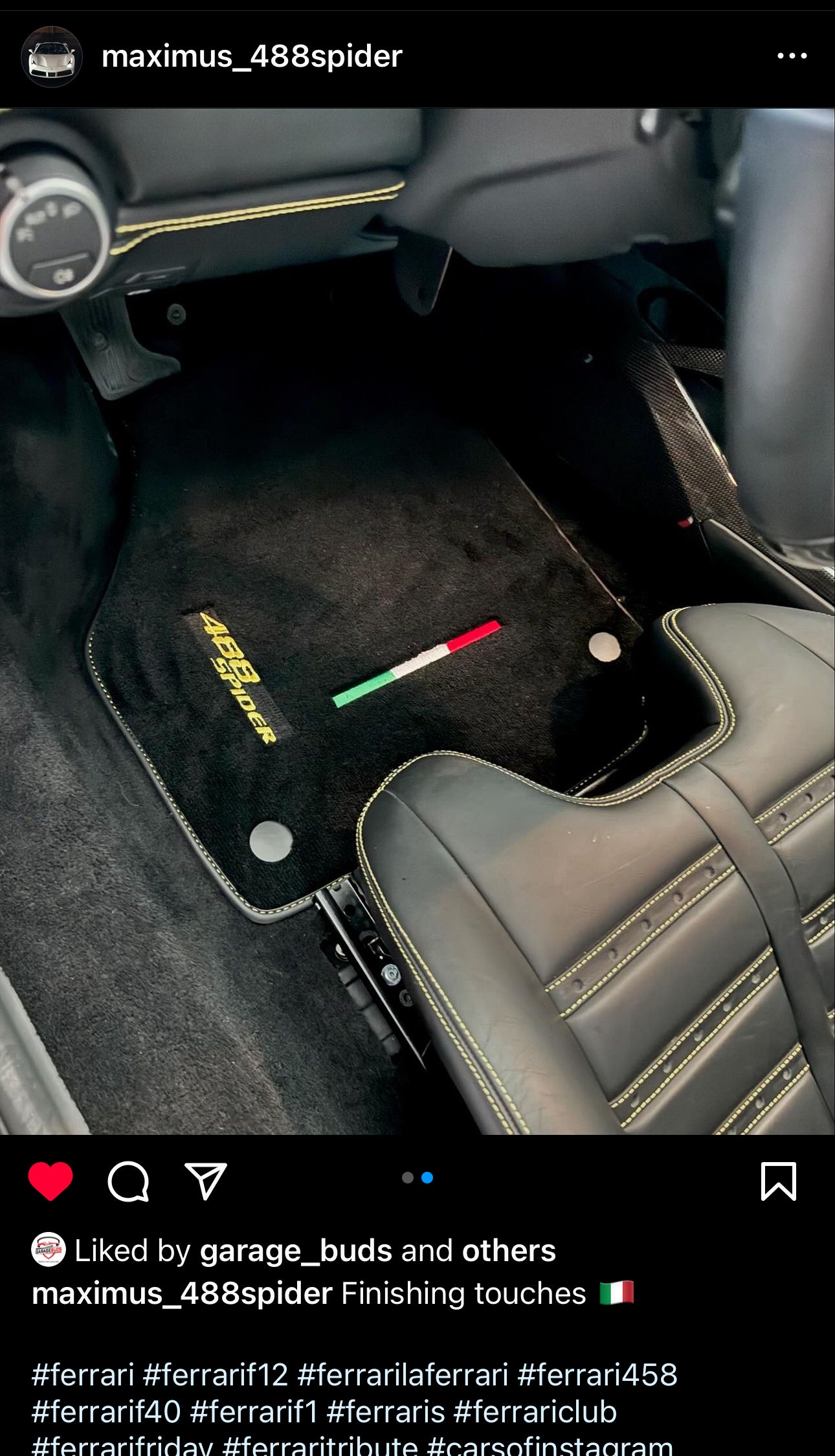 Ferrari 488 Spider Floor Mats