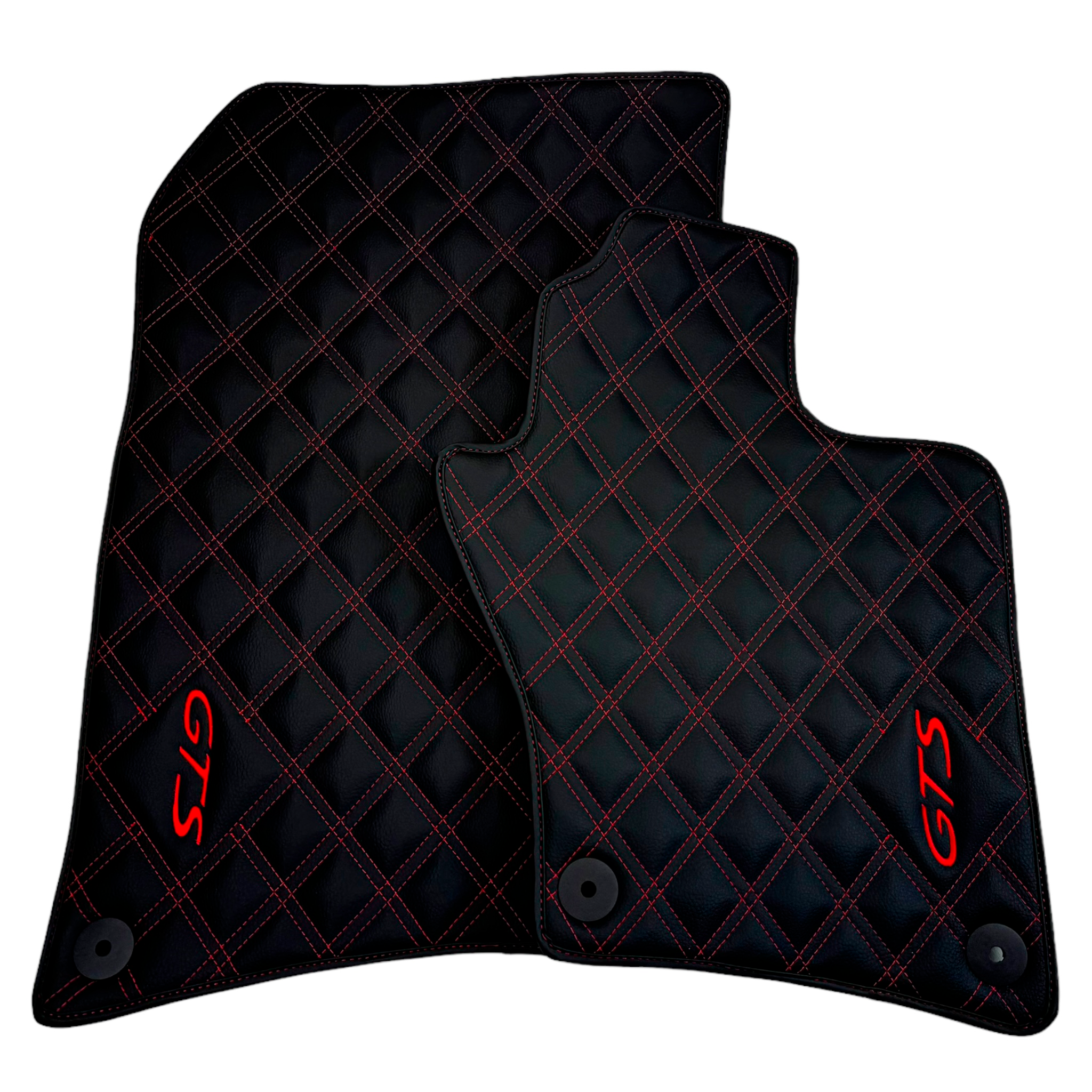 Leather Floor Mats for Porsche Cayenne GTS (2010-2018) Red Sewing