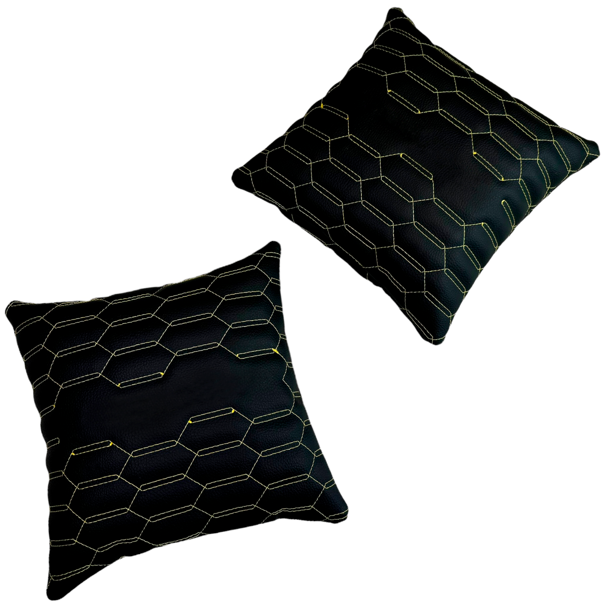 Black Leather Pillows Set of 2 | Yellow Sewing