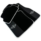 Black Floor Mats for Mini Cooper / One R53 (2001-2007) Cooper S with Leather | White Trim