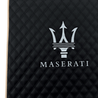 Black Stitched Leather Floor Mats with Logo for Maserati Coupe (2002–2007) | Beige Trim - AutoWin