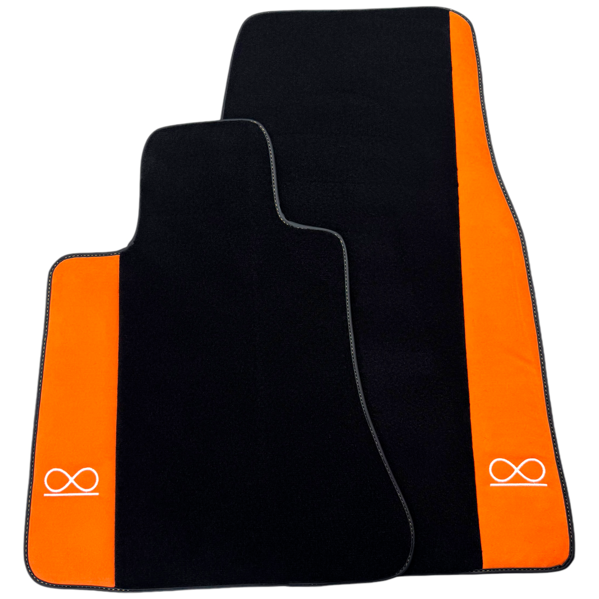 Black Floor Mats for Rolls Royce Black Badge Ghost Series II (2021-2024) with Orange Alcantara - AutoWin