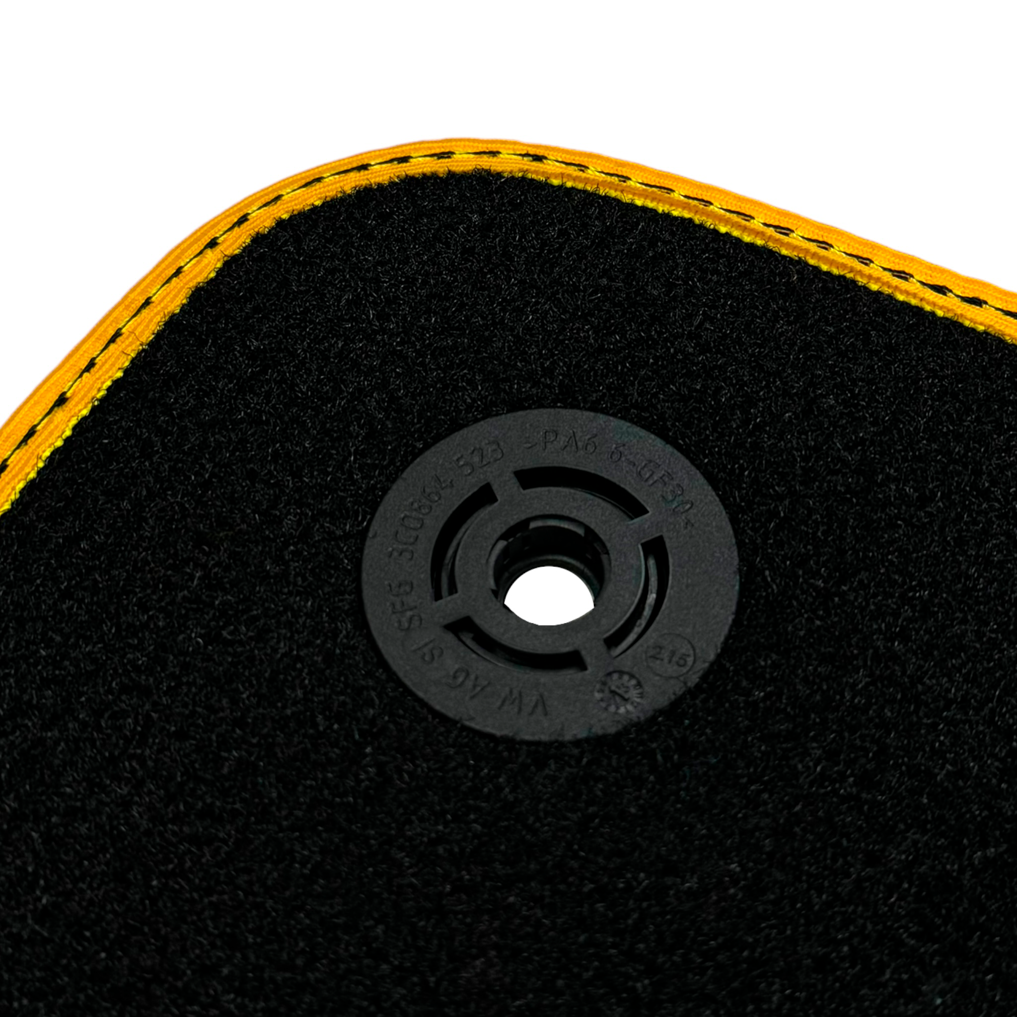 Black Floor Mats for Porsche Taycan (2019-2023) with Leather | Yellow Trim - AutoWin