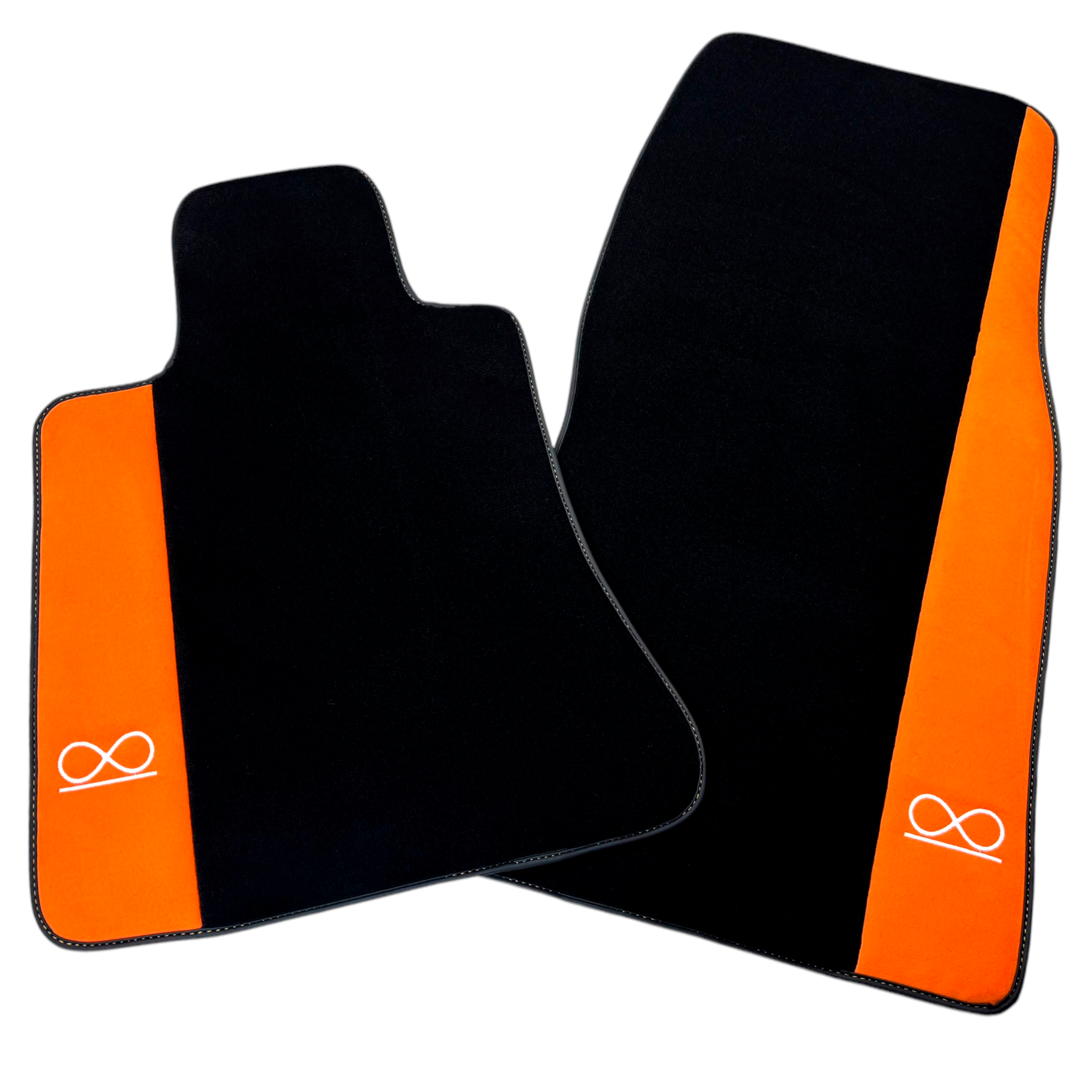 Black Floor Mats for Rolls Royce Black Badge Ghost Series II (2021-2024) with Orange Alcantara - AutoWin