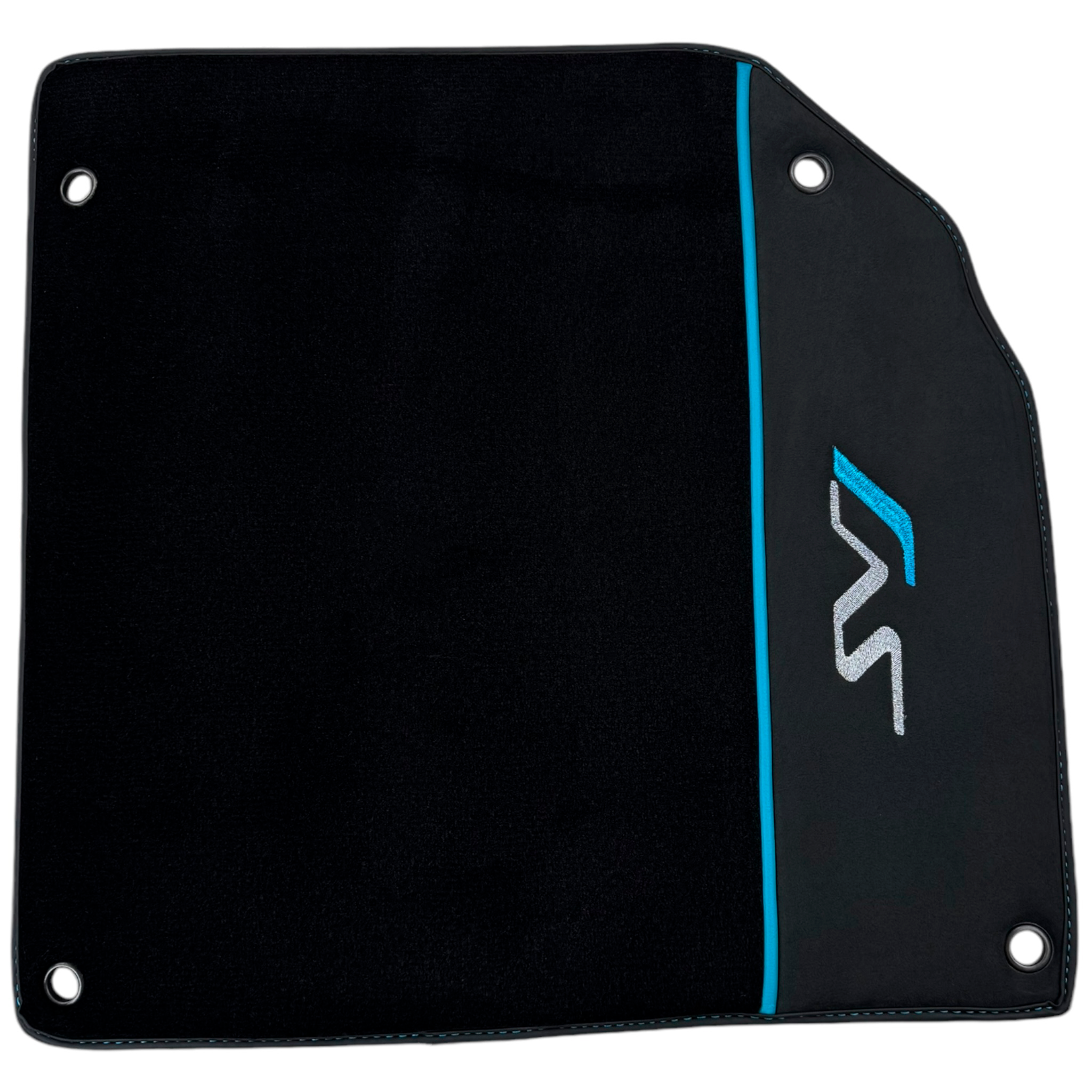 Black Floor Mats for Lamborghini Aventador SVJ Blue with Alcantara Leather - AutoWin