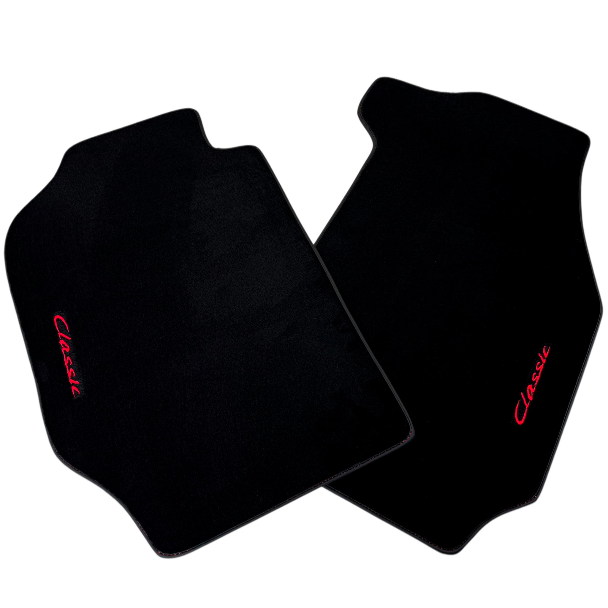 Black Floor Mats for Porsche Classic 911 1963-1989 | Red Edition