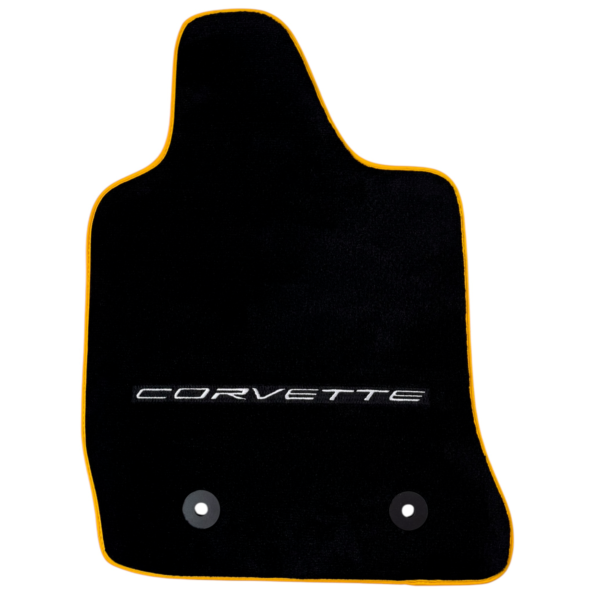 Black Floor Mats For Chevrolet Corvette C7 Targa Top (2014-2019) with Yellow Trim