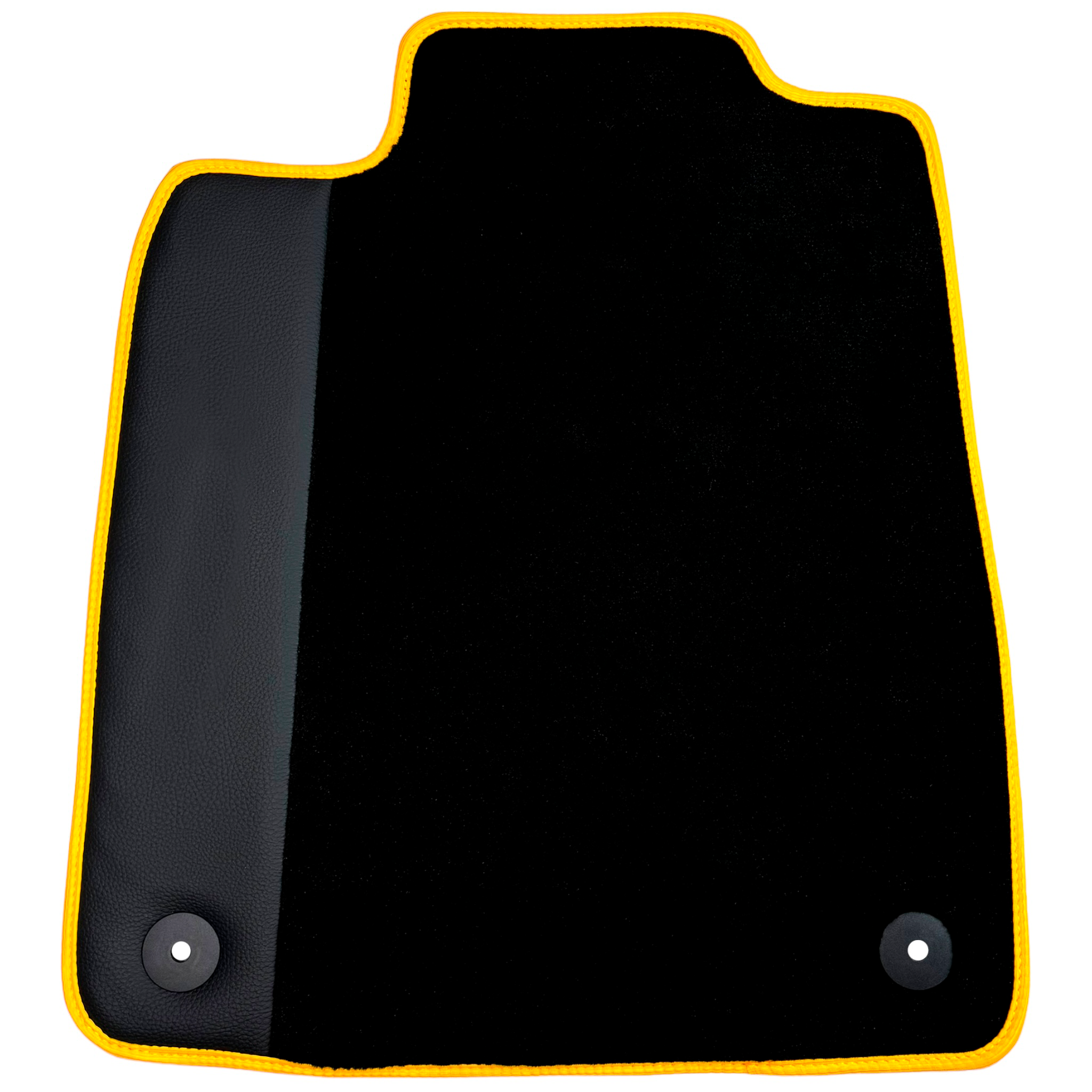 Black Floor Mats for Porsche Taycan (2019-2023) with Leather | Yellow Trim - AutoWin