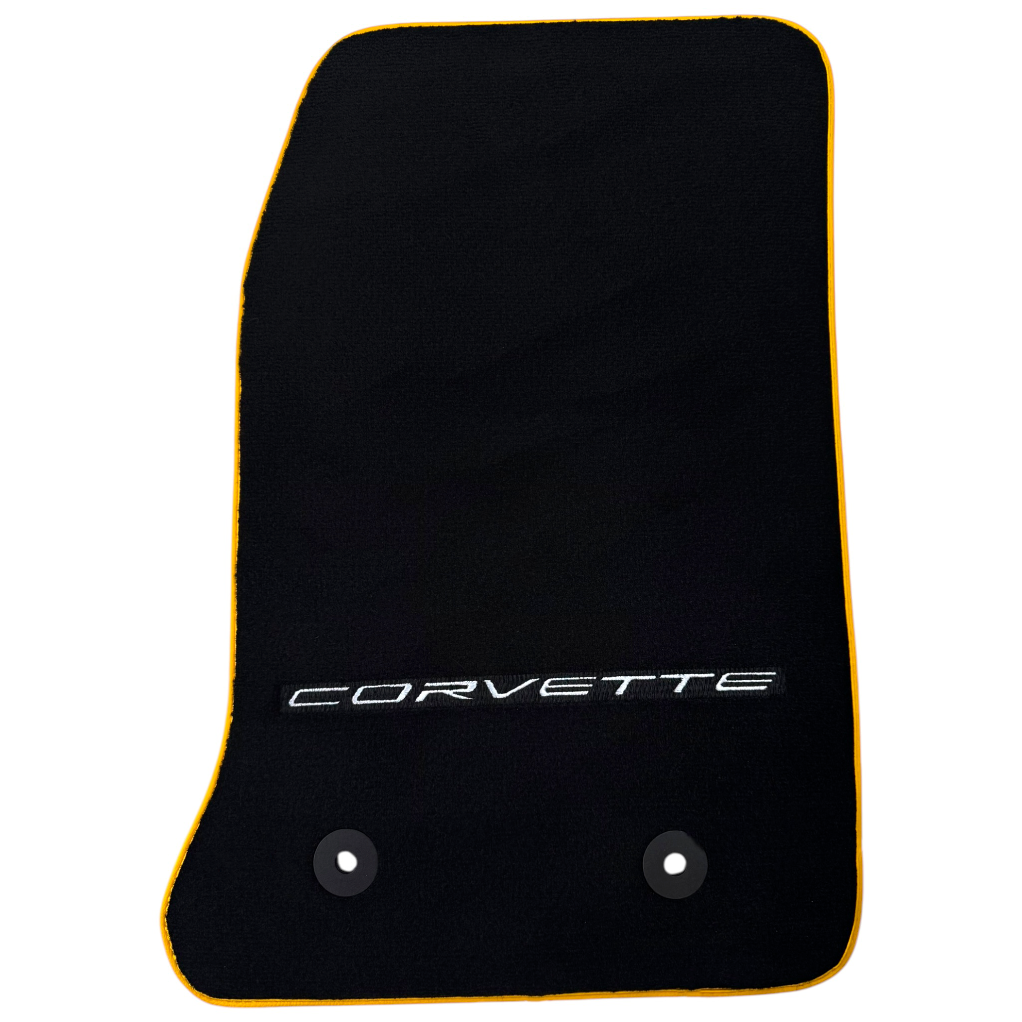 Black Floor Mats For Chevrolet Corvette C7 Targa Top (2014-2019) with Yellow Trim