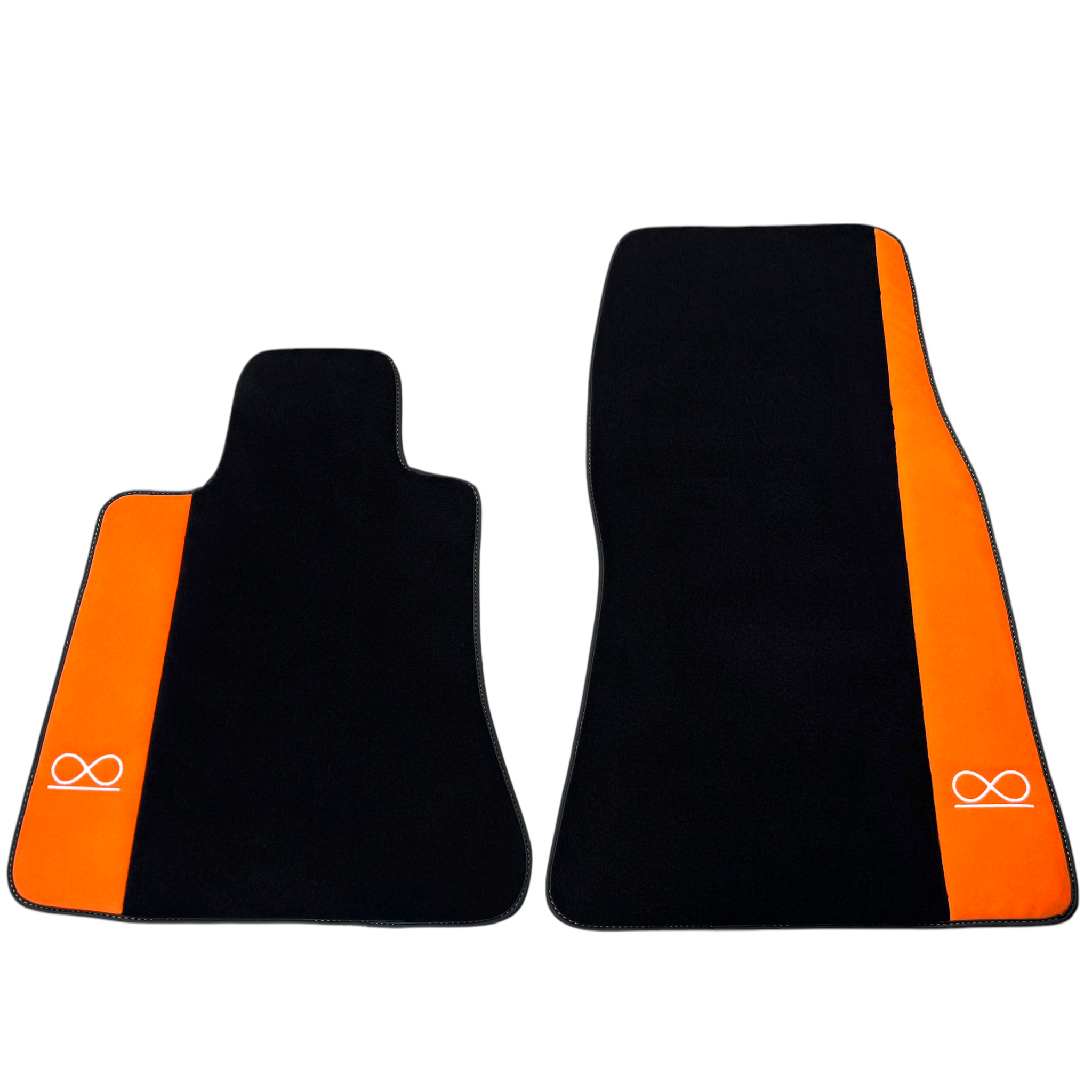 Black Floor Mats for Rolls Royce Black Badge Ghost Series II (2021-2024) with Orange Alcantara - AutoWin