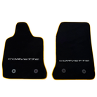 Black Floor Mats For Chevrolet Corvette C7 Targa Top (2014-2019) with Yellow Trim