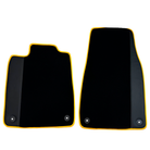 Black Floor Mats for Porsche Taycan (2019-2023) with Leather | Yellow Trim - AutoWin