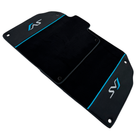 Black Floor Mats for Lamborghini Aventador SVJ Blue with Alcantara Leather