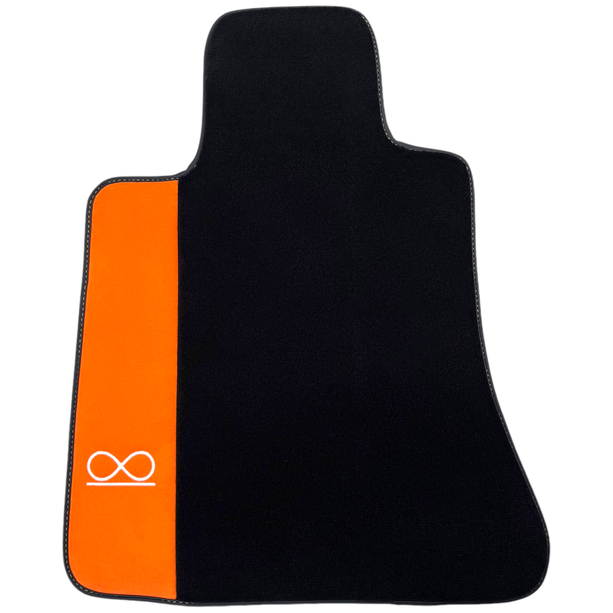 Black Floor Mats for Rolls Royce Black Badge Ghost Series II (2021-2024) with Orange Alcantara - AutoWin