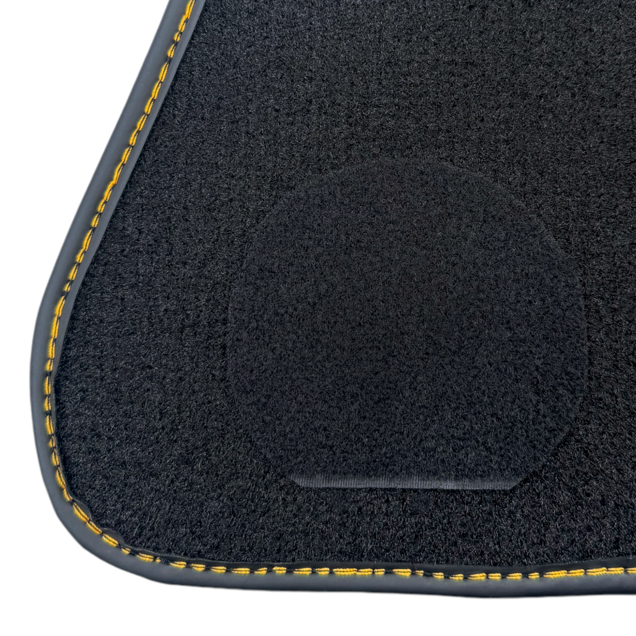 Black Floor Mats for Rolls Royce Black Badge Ghost Series II (2021-2024) with Orange Alcantara - AutoWin