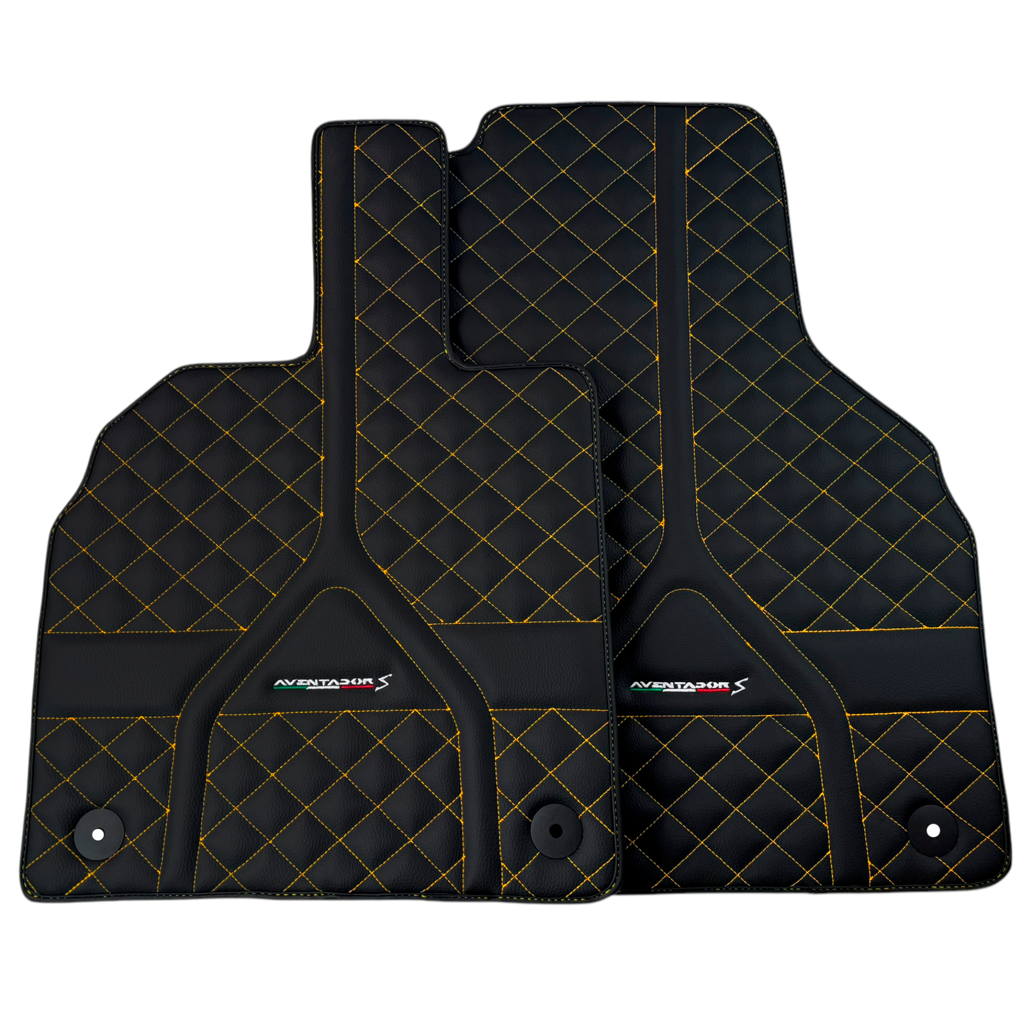 Black Leather Floor Mats for Lamborghini Aventador | Autowin