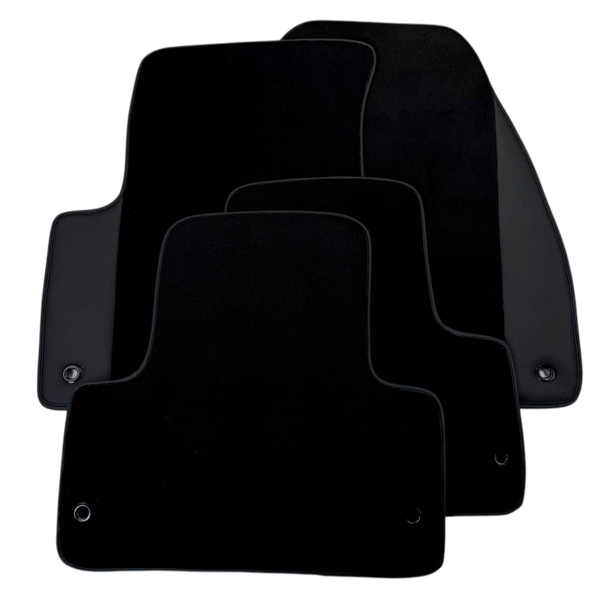 Black Floor Mats for Jeep Wrangler JK (2007-2018) 5 Doors Single Fixation with Leather | AutoWin - AutoWin