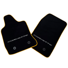 Black Floor Mats For Chevrolet Corvette C7 Targa Top (2014-2019) with Yellow Trim