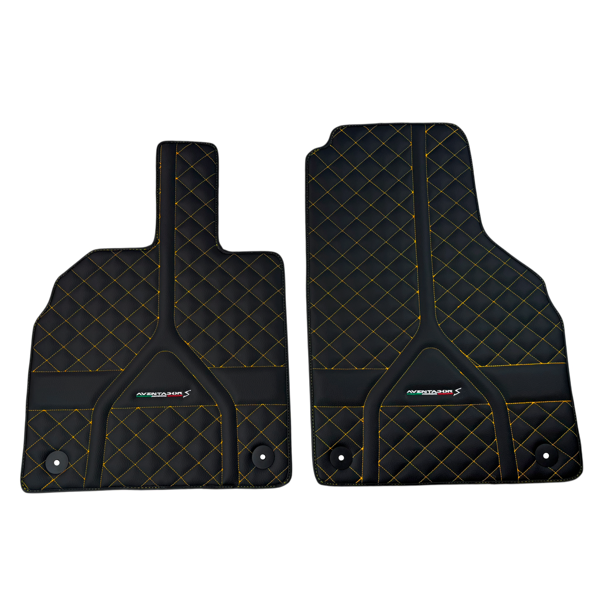 Black Leather Floor Mats for Lamborghini Aventador | Autowin