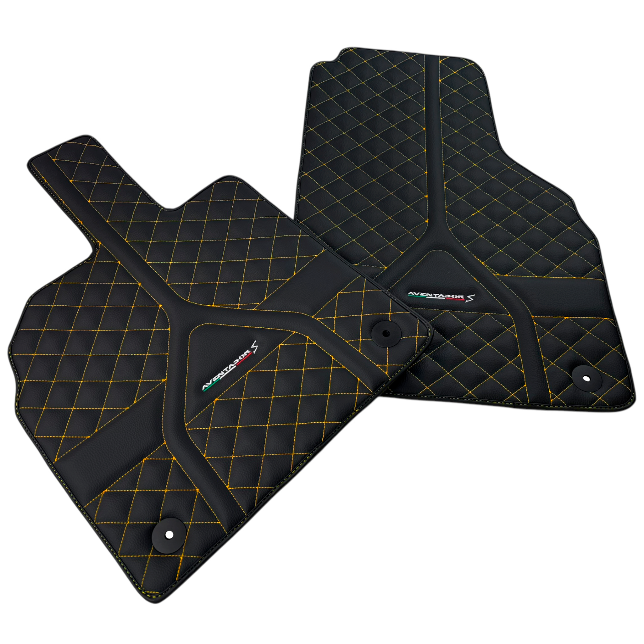 Black Leather Floor Mats for Lamborghini Aventador | Autowin