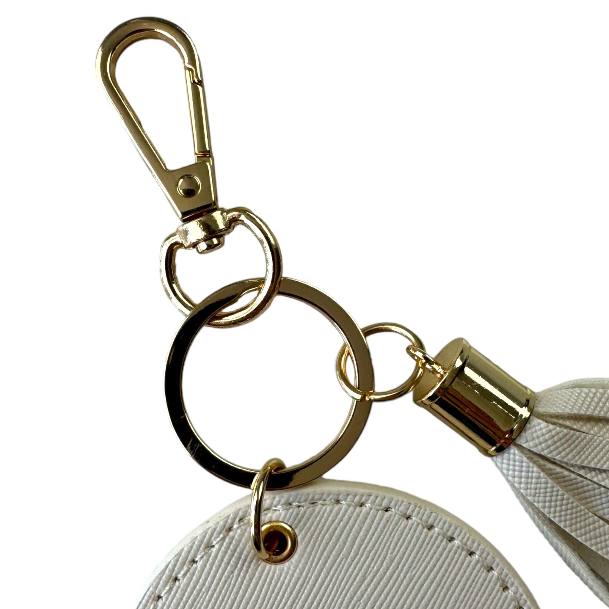 White Leather Car Keychain ER56 Design - AutoWin