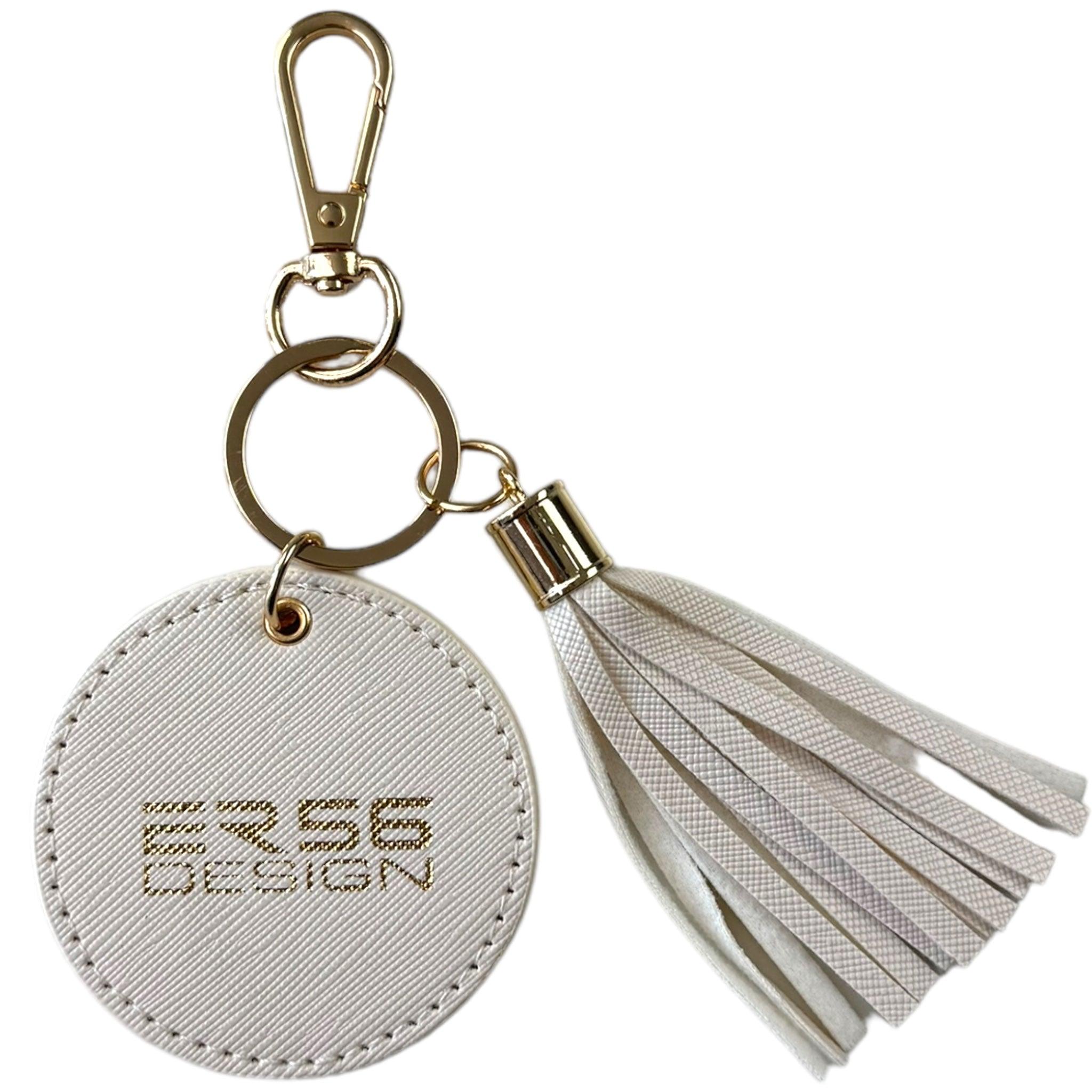 White Leather Car Keychain ER56 Design - AutoWin