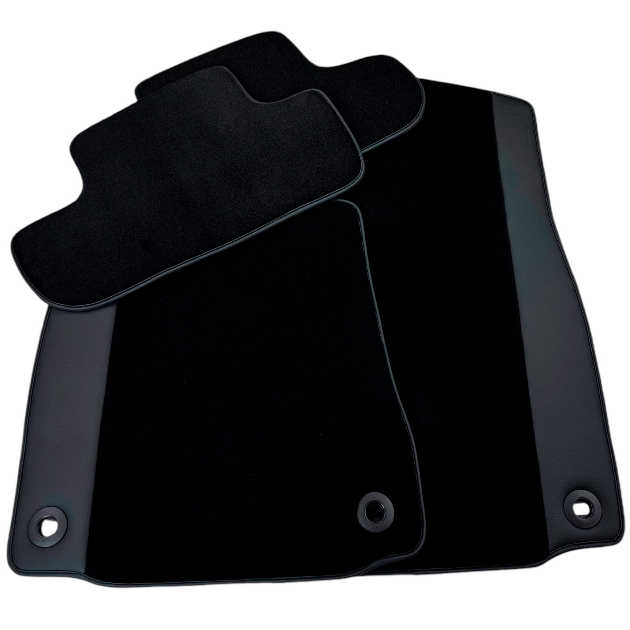 Black Floor Mats for Jaguar XJ (2003-2007) with Leather - AutoWin