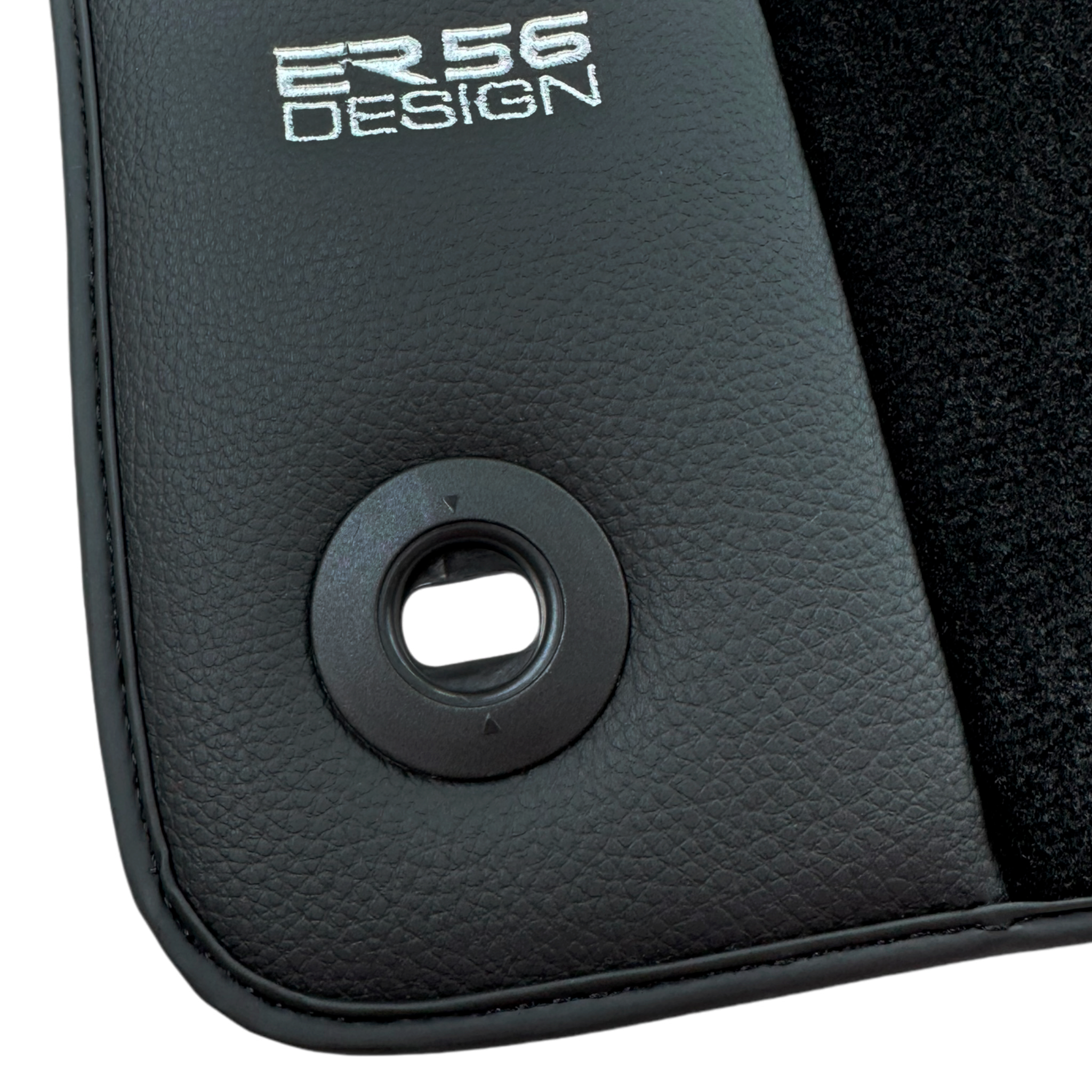 Black Floor Mats for Jaguar F-Pace (2016-2024) with Leather Borders by ER56 Design - AutoWin