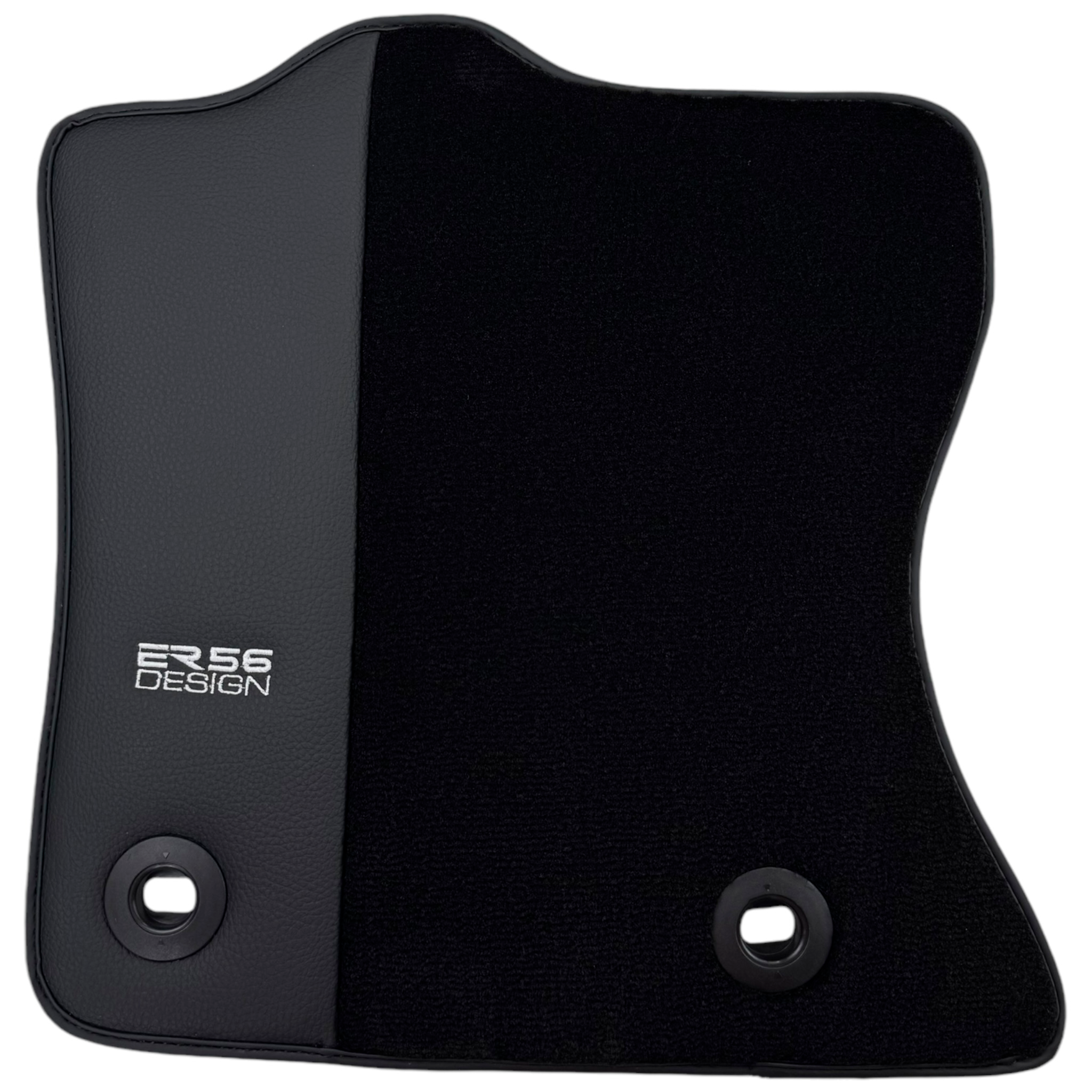 Black Floor Mats for Jaguar XJ (2003-2007) with Leather Borders by ER56 Design - AutoWin