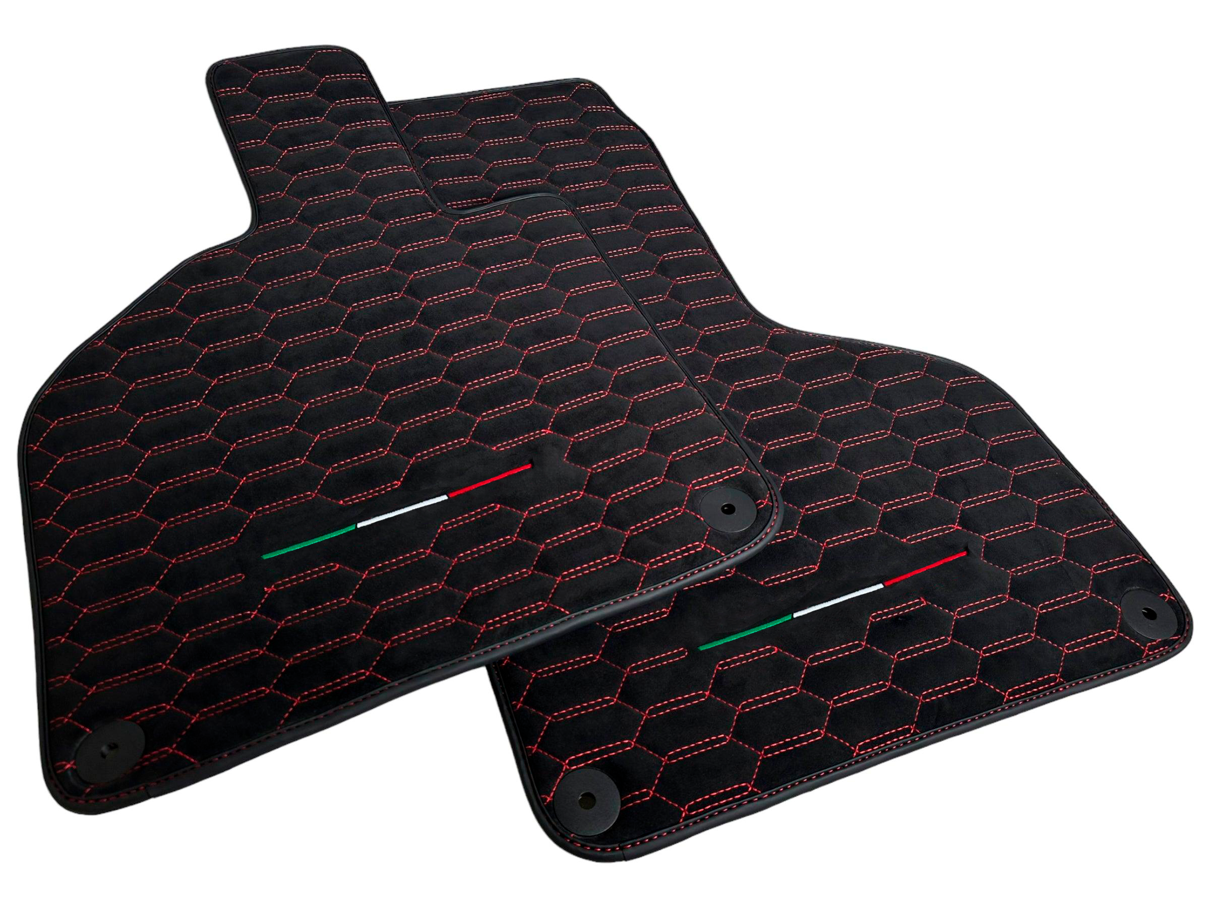 Customizable Alcantara Floor Mats for Lamborghini Huracan Red Sewing - AutoWin