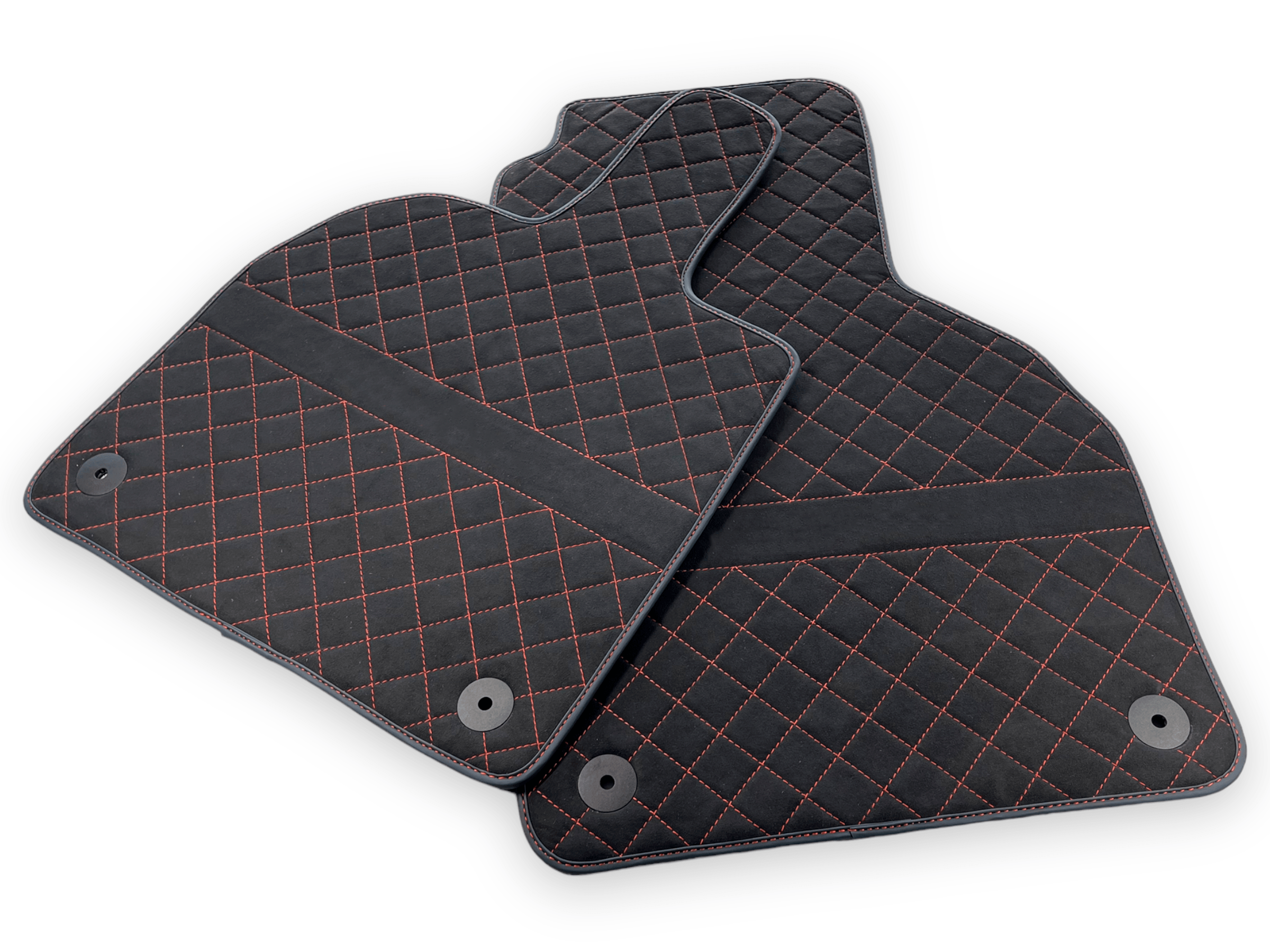 Customizable Alcantara Leather Floor Mats For Lamborghini Aventador | Red Stitching - AutoWin