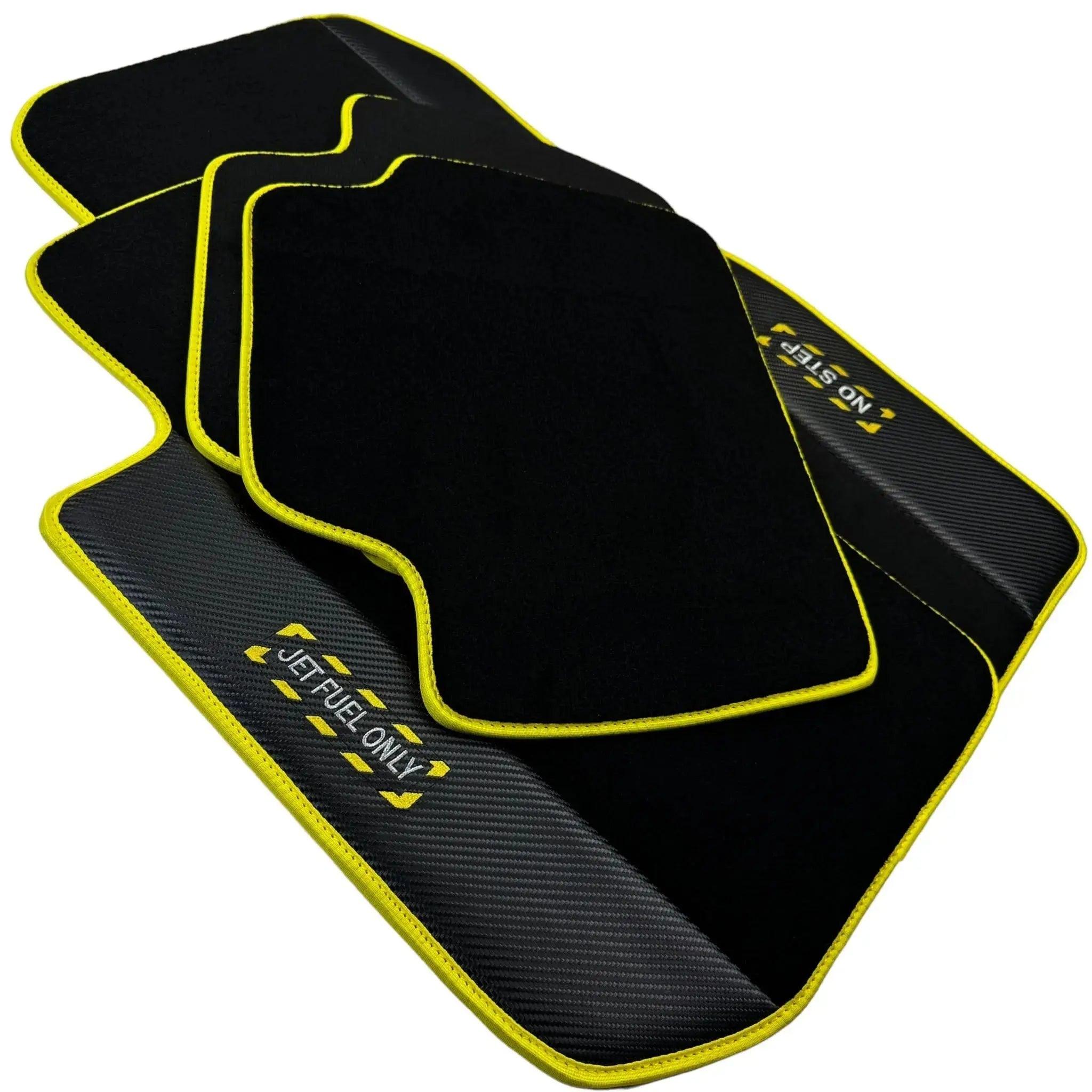 Black Floor Mats For BMW 6 Series F06 Gran Coupe | Fighter Jet Edition | Yellow Trim AutoWin Brand - AutoWin