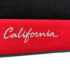 Black Floor Mats For Ferrari California T 2015–2018 with Red Alcantara Leather - AutoWin