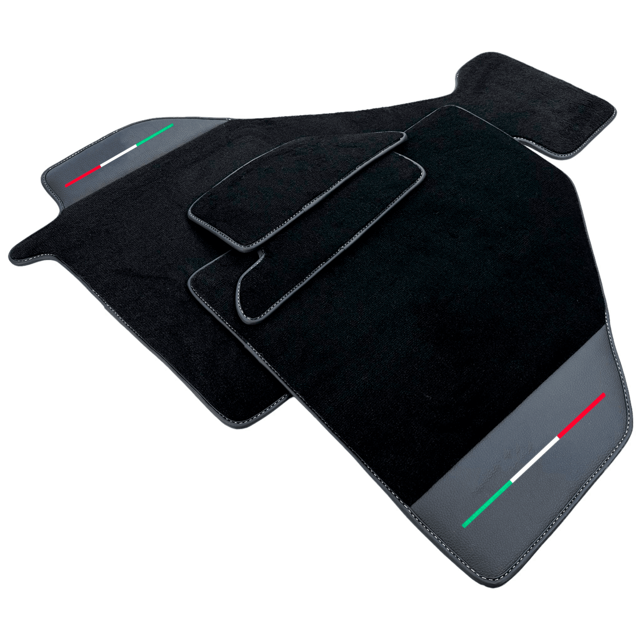 Black Floor Mats For Ferrari F355 1994-1999 With Leather - AutoWin