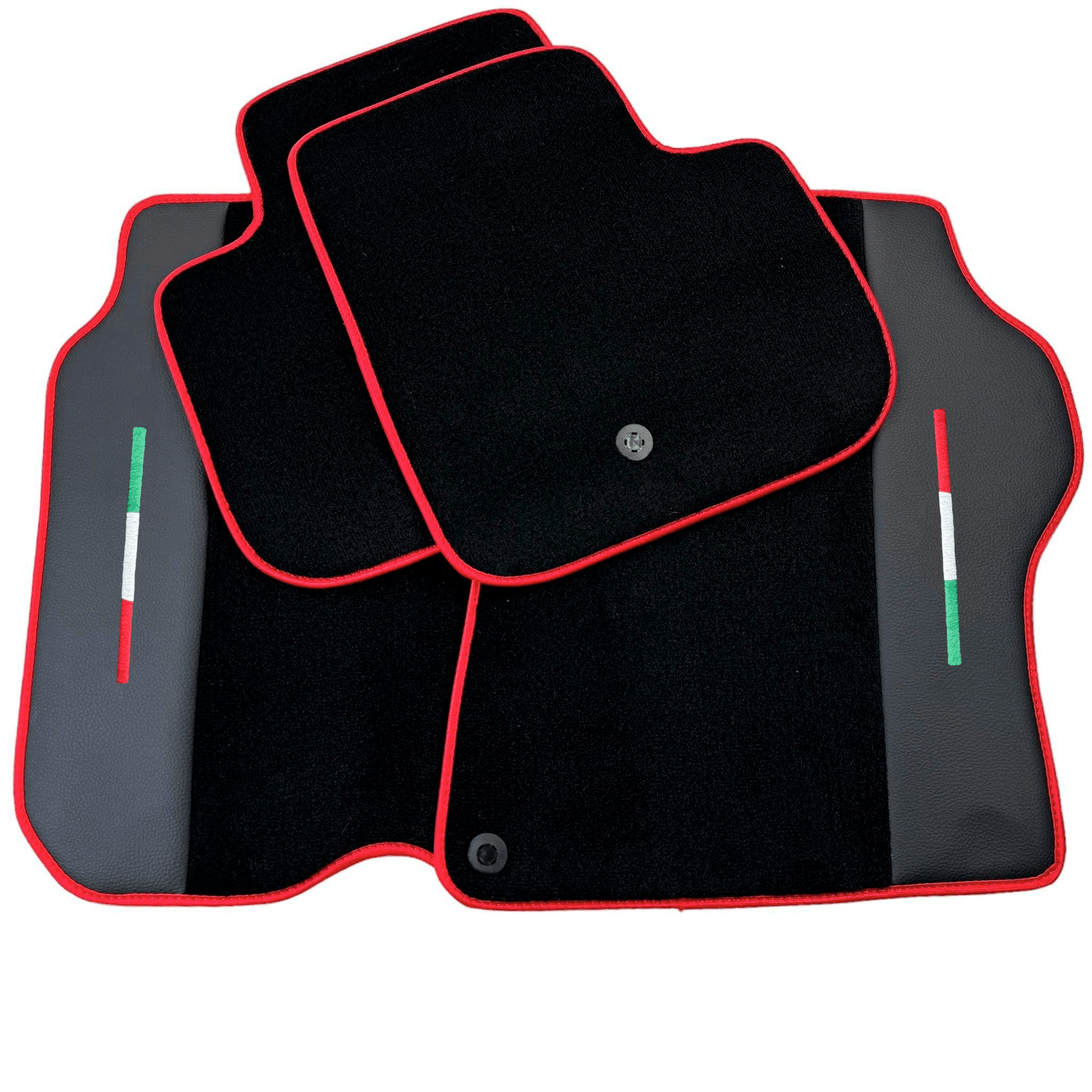 Black Floor Mats for Ferrari GTC4 Lusso with Leather and Red Trim | Right Hand Drive - AutoWin