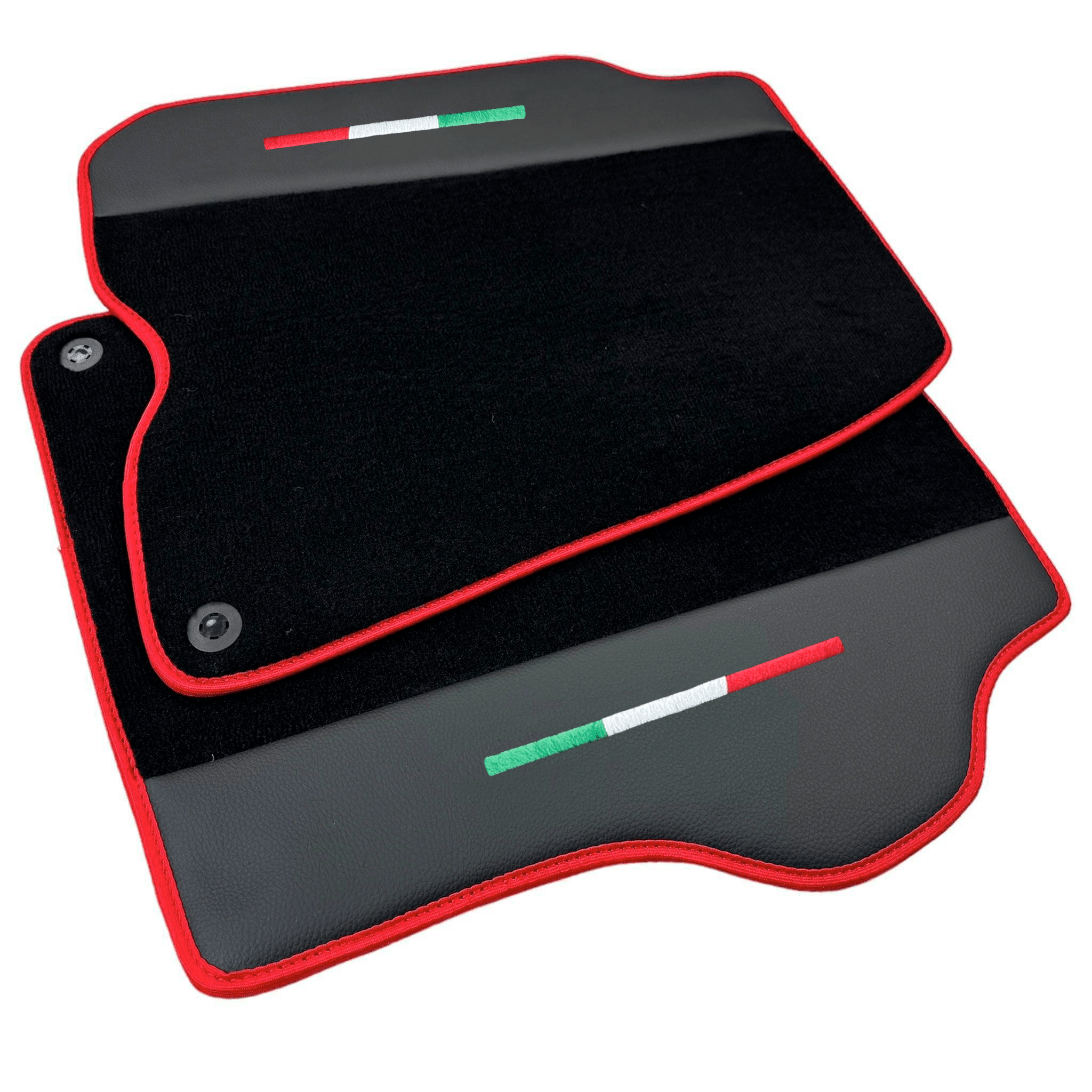 Black Floor Mats for Ferrari GTC4 Lusso with Leather and Red Trim | Right Hand Drive - AutoWin