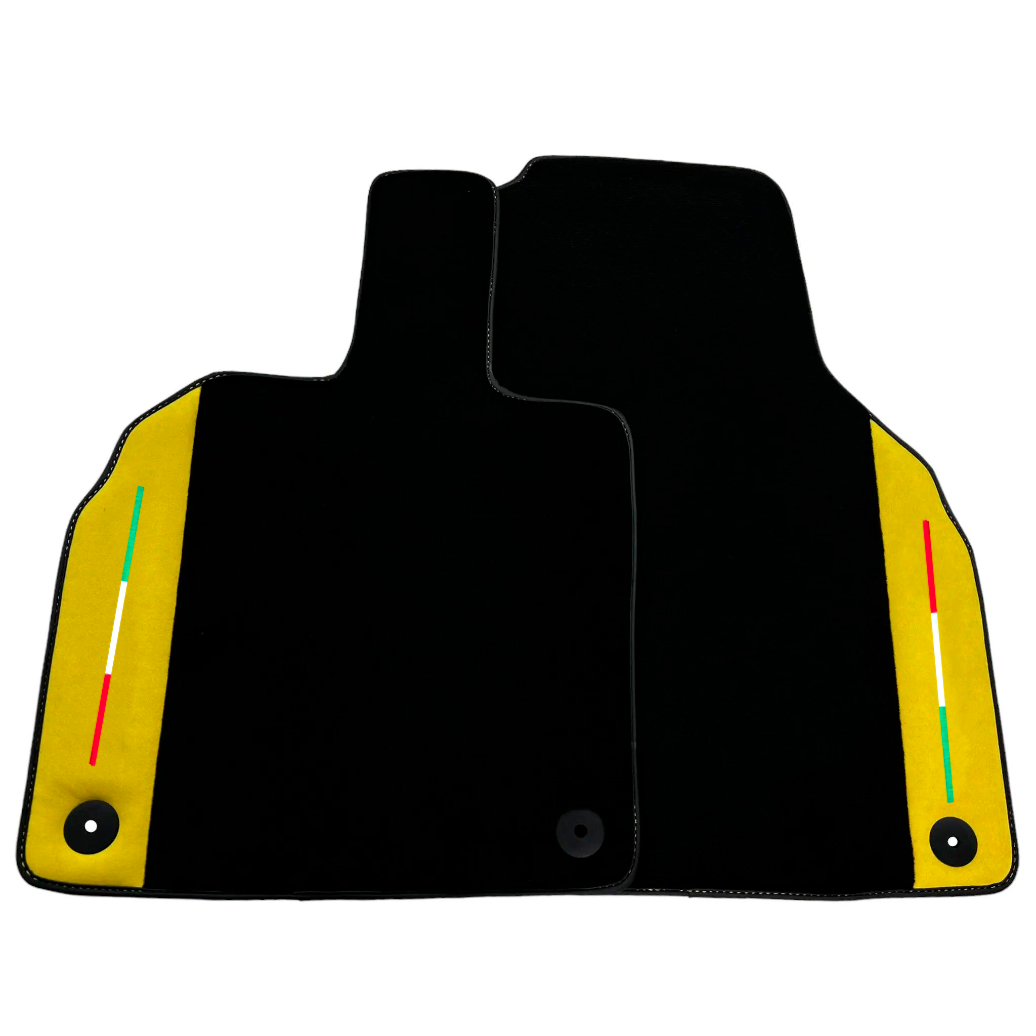 Customizable Black Floor Mats for Lamborghini Aventador S with Yellow Alcantara Leather - AutoWin