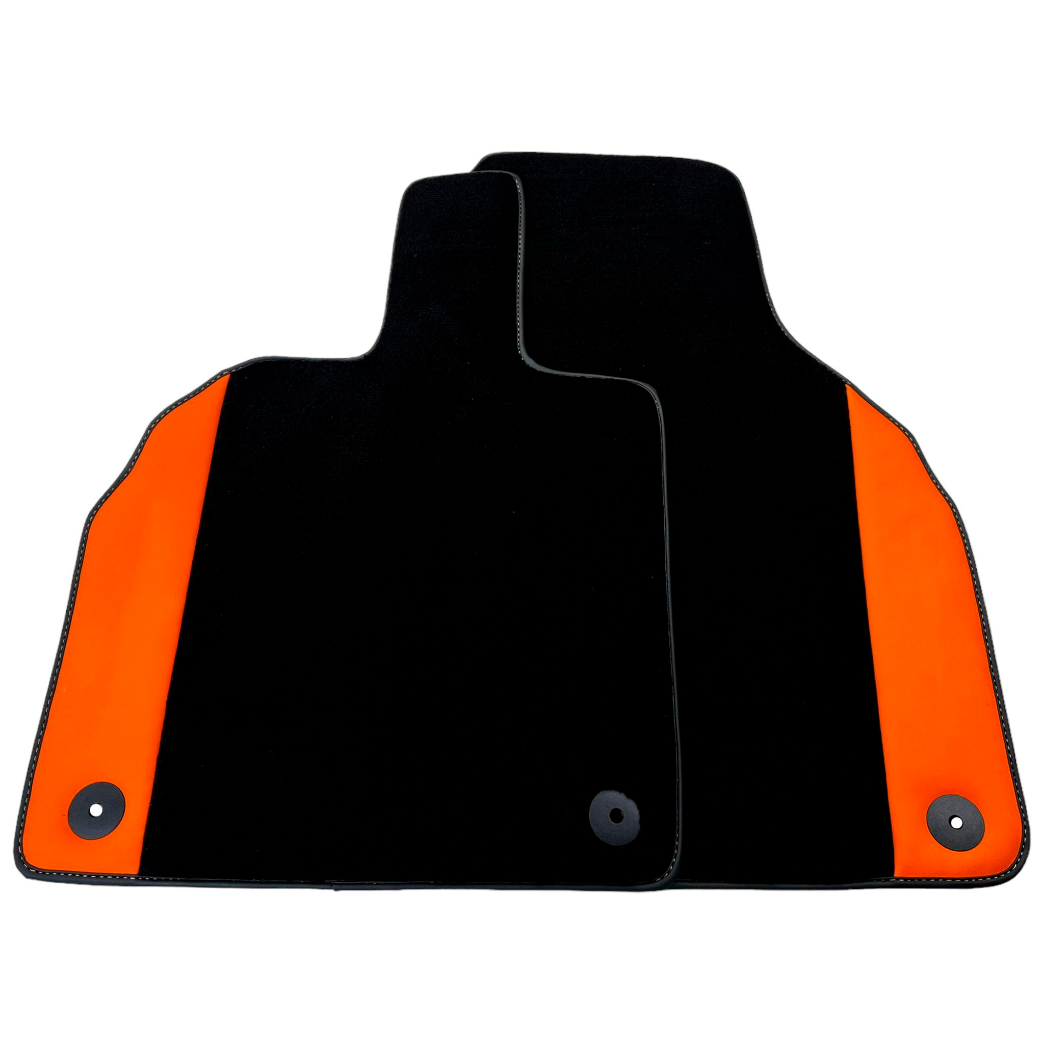 Customizable Black Floor Mats for Lamborghini Aventador with Orange (Arancia Leonis) Nappa Leather - AutoWin