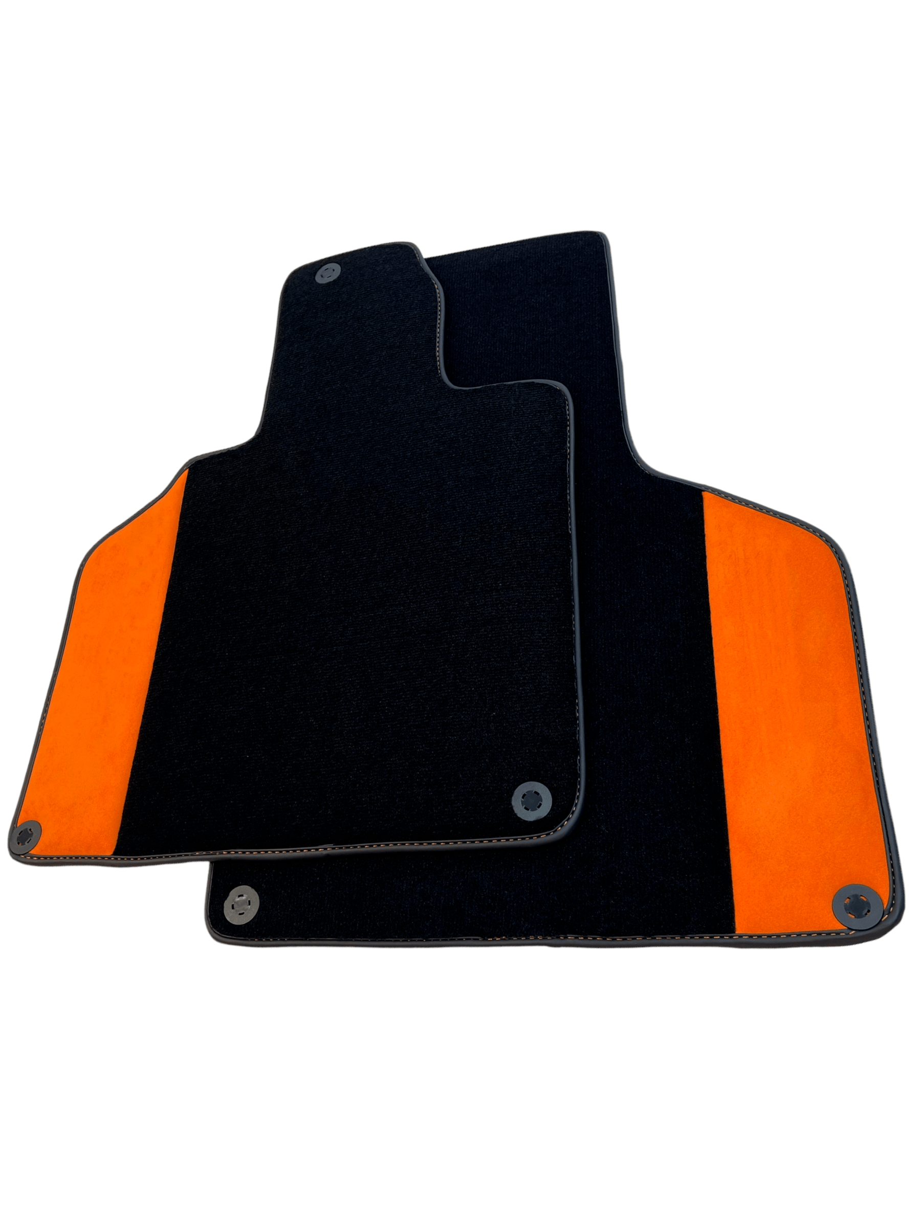 Customizable Black Floor Mats for Lamborghini Gallardo With Orange Alcantara Leather - AutoWin