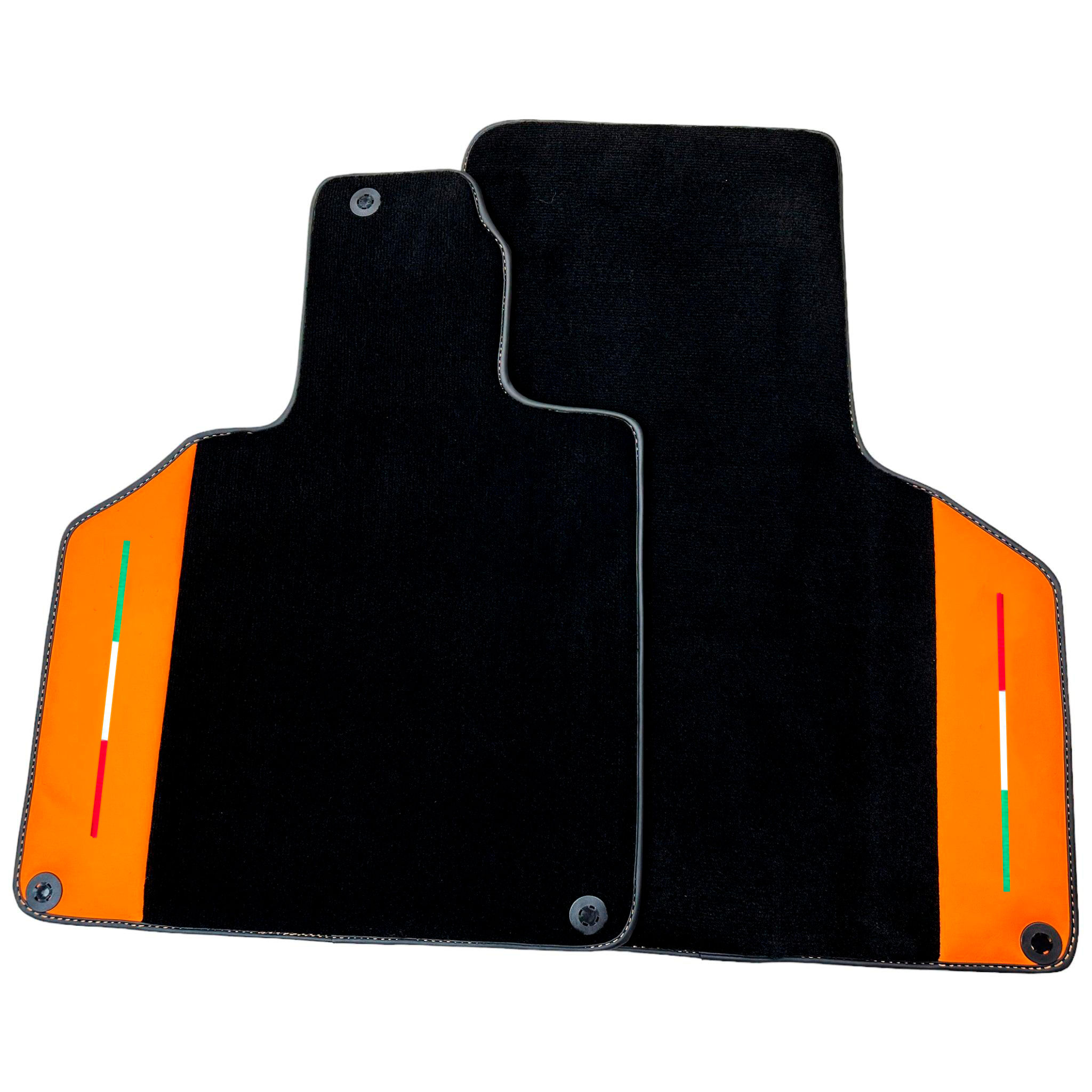 Customizable Black Floor Mats for Lamborghini Gallardo With Orange Arancia Leonis Nappa Leather - AutoWin