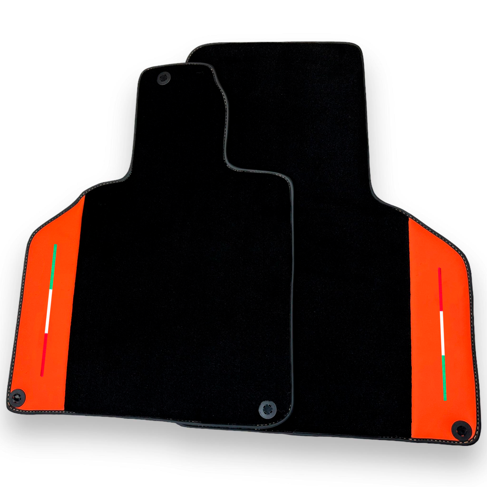 Customizable Black Floor Mats for Lamborghini Gallardo With Orange Arancia Mira Nappa Leather - AutoWin