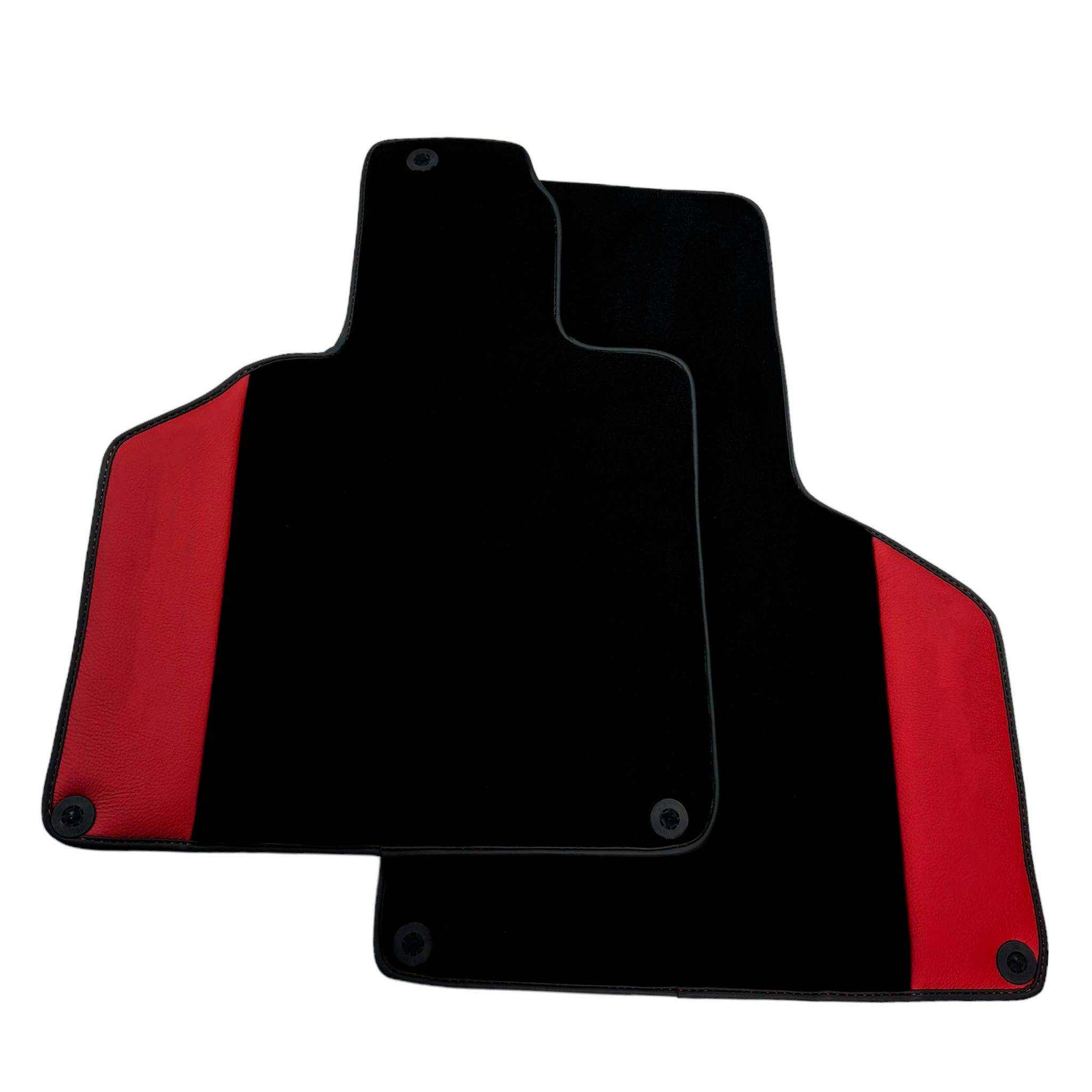 Customizable Black Floor Mats for Lamborghini Gallardo With Red Leather - AutoWin