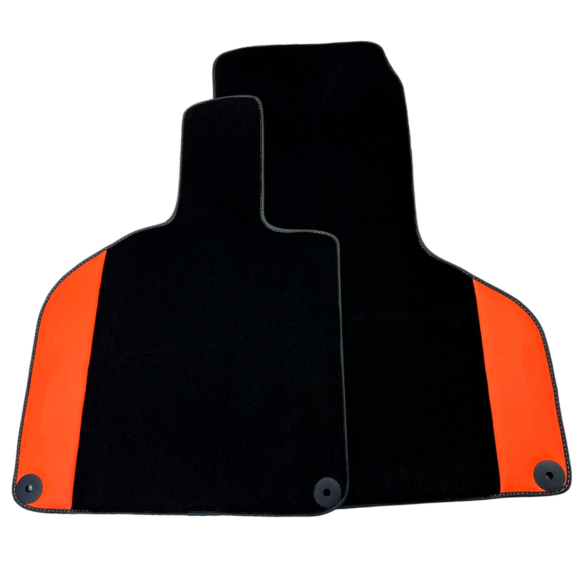 Black Floor Mats for Lamborghini Huracan with Orange (Arancia Mira) Nappa Leather - AutoWin