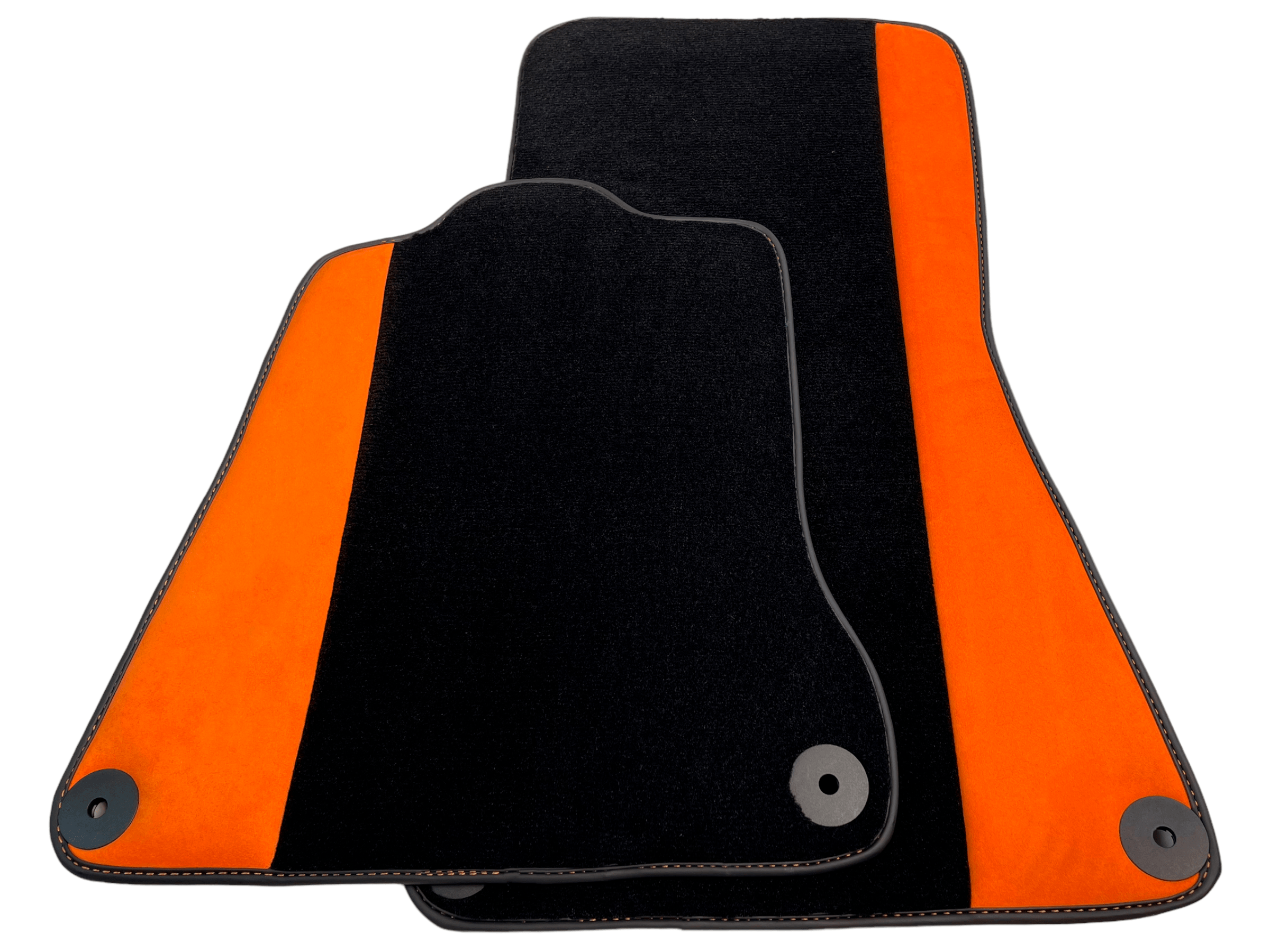 Black Floor Mats For McLaren 600 LT (2018-2020) With Orange Alcantara Leather - AutoWin