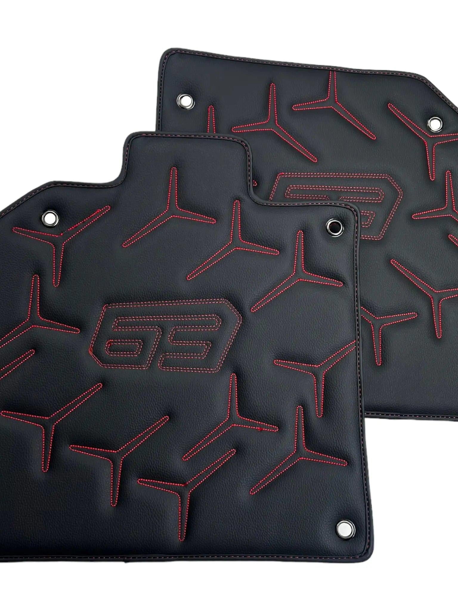Black Leather Floor Mats for Lamborghini Aventador SVJ "63 Edition"