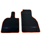 Customizable Black Leather Floor Mats For Lamborghini Aventador with Orange Trim - AutoWin