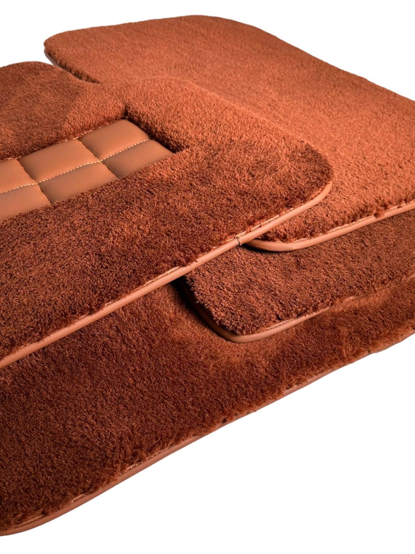Brown Sheepskin Floor Mats For Rolls Royce Cullinan Rr31 2018-2023 Er56 Design Brand - AutoWin