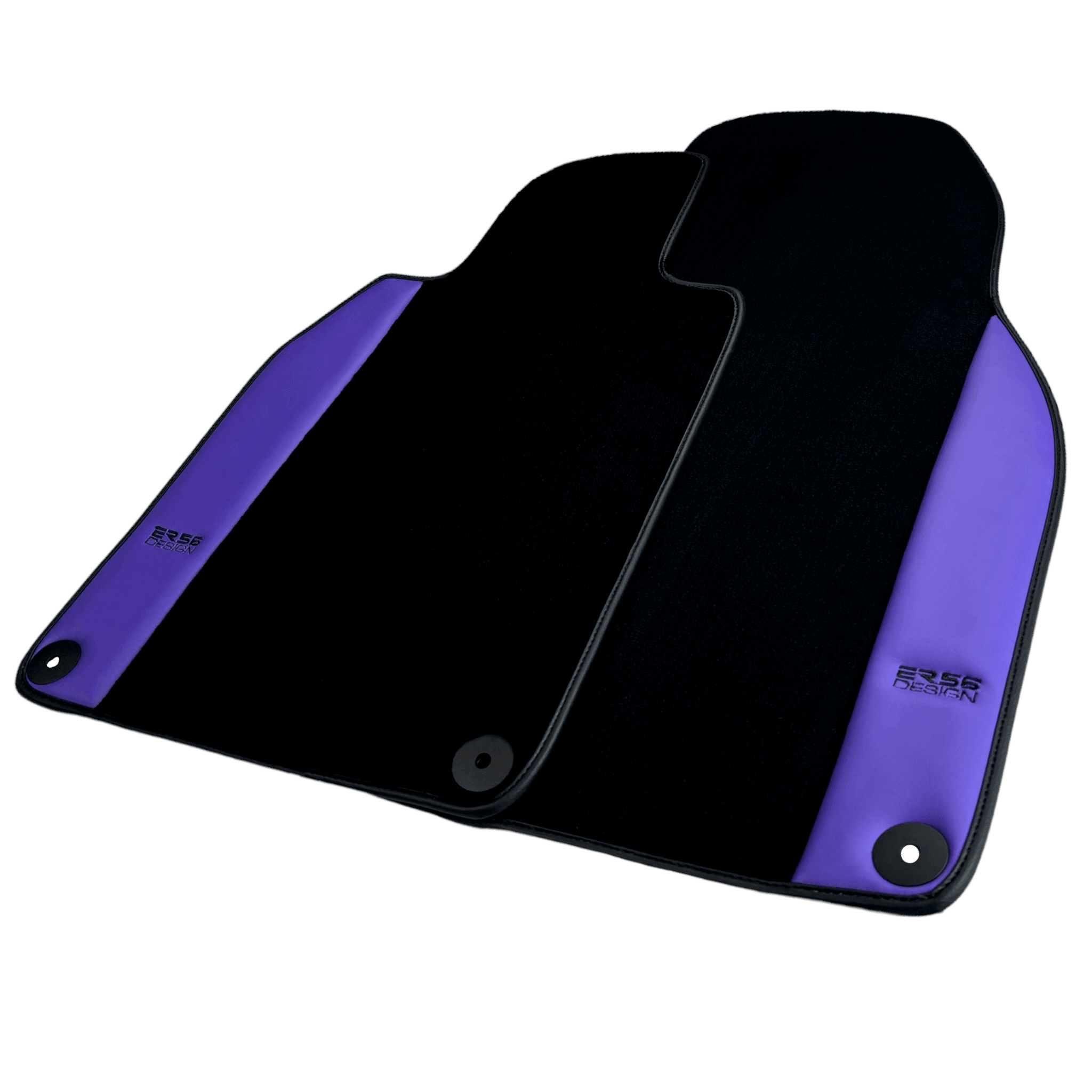 Black Floor Mats for Porsche Panamera (2017-2023) with Purple Leather | ER56 Design - AutoWin