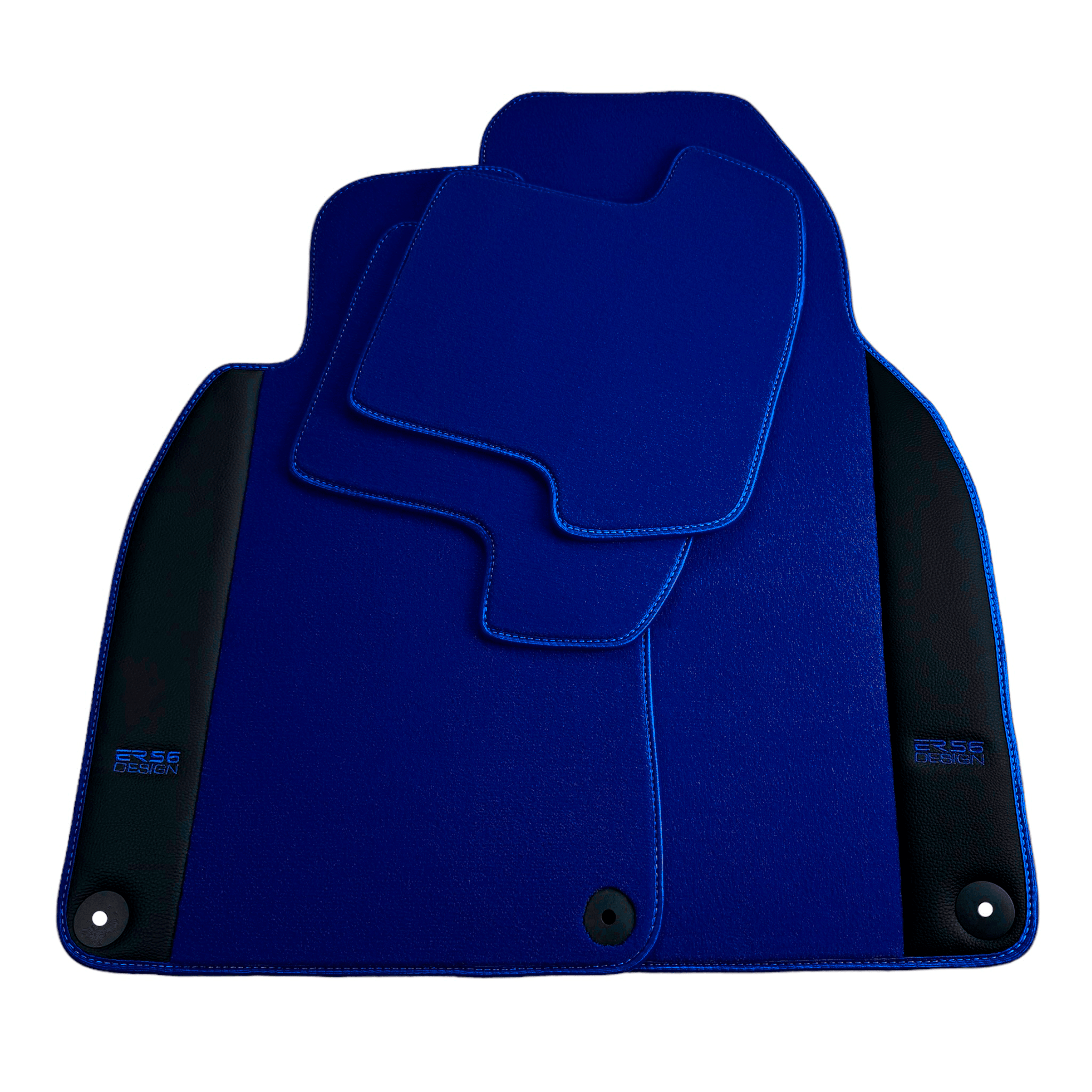 Dark Blue Floor Mats for Porsche Cayenne (2018-2023) with Leather - AutoWin