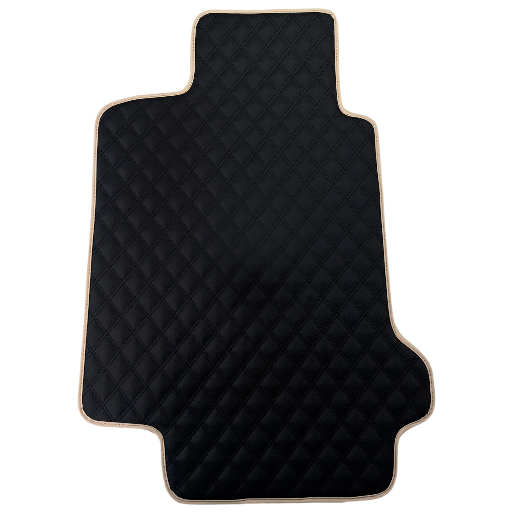 Black Stitched Leather Floor Mats for Maserati Quattroporte | Beige Trim - AutoWin